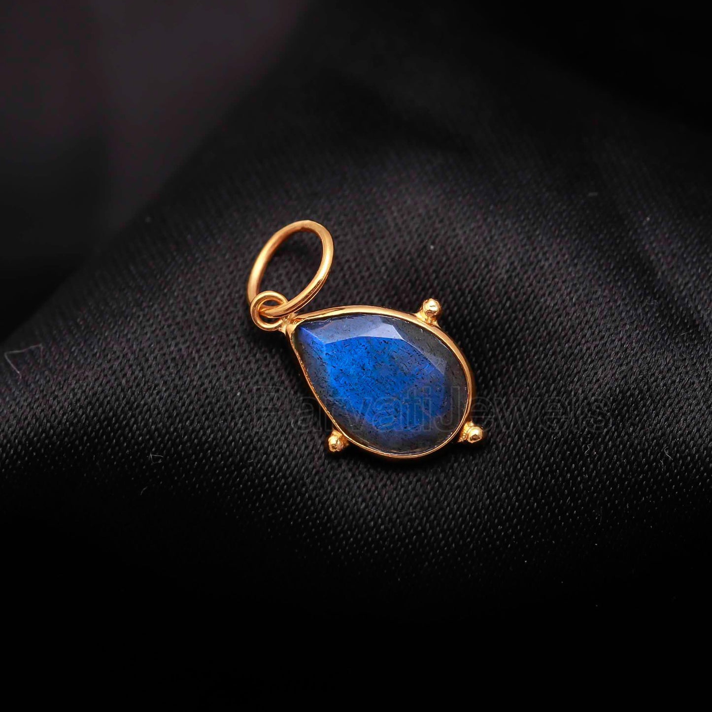 Natural Blue Labradorite Charm, 18k Solid Gold Charm, Gold Charm, Charm Pendant, Labradorite Cut Charms, Charm Necklace, Handmade Gold Charm