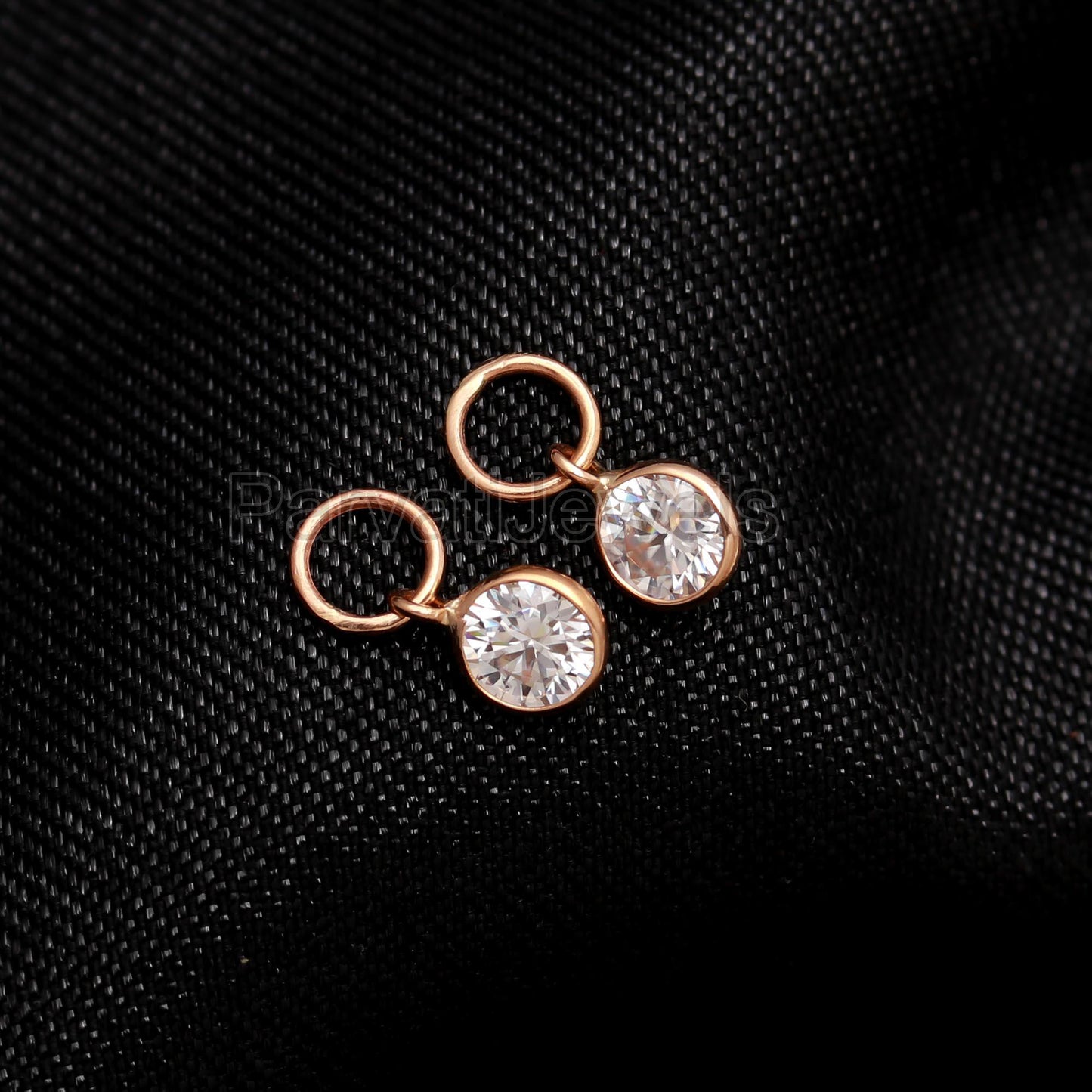 Natural Moissanite Round Solid 18k Gold Earrings, Gold Hoop Earrings, Moissanite Hoop Earrings, Handmade Hoop Earrings, Partywear Earrings