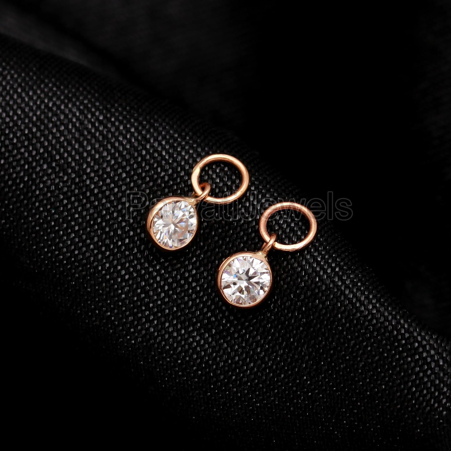 Natural Moissanite Round Solid 18k Gold Earrings, Gold Hoop Earrings, Moissanite Hoop Earrings, Handmade Hoop Earrings, Partywear Earrings