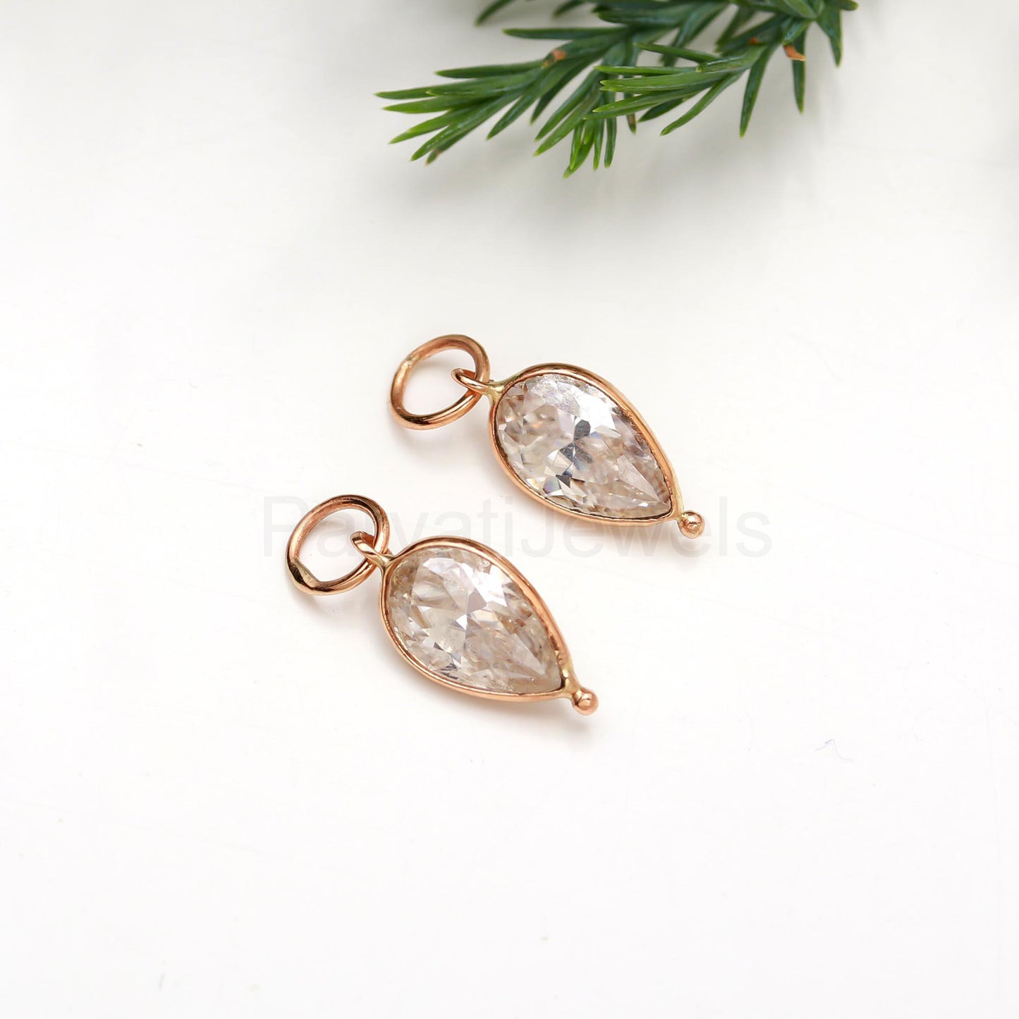 Natural Moissanite Gemstone Solid 18k Gold Earrings, Gold Earrings, Moissanite Hoop Earrings, Handmade Hoop Earrings, Partywear Earrings