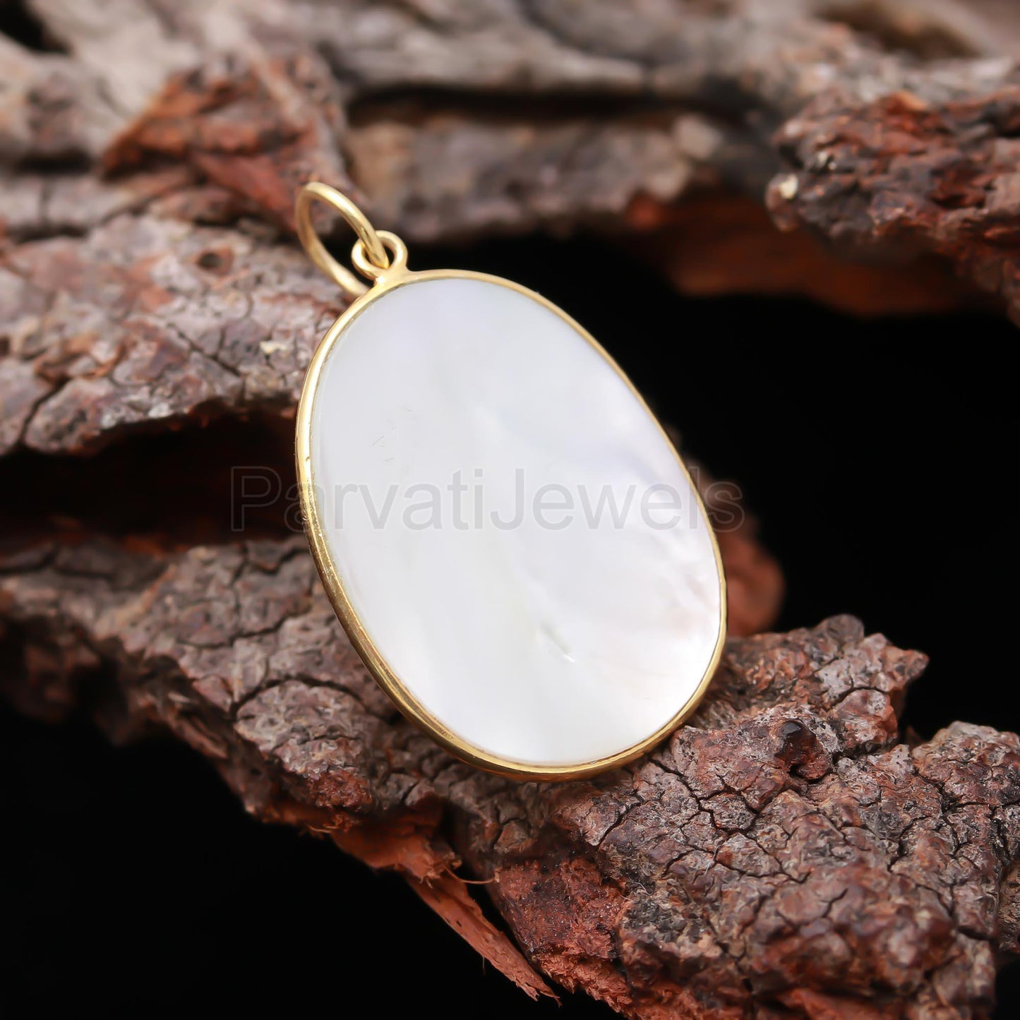 Natural Mother of Pearl Charm, 18k Solid Gold Charm, Mother of Pearl Charm, Pearl Charm Necklace, Gold Charm Pendant, Handmade Gold Charm