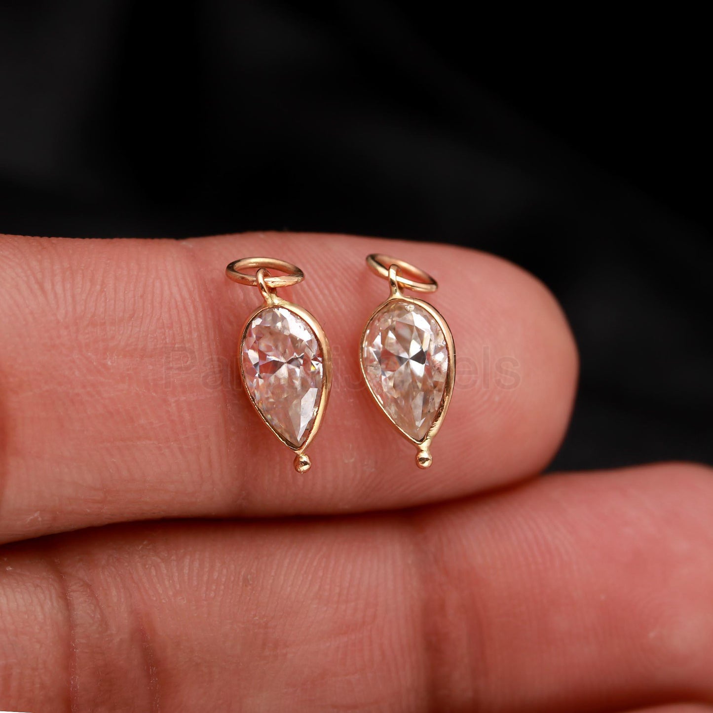 Natural Moissanite Gemstone Solid 18k Gold Earrings, Gold Earrings, Moissanite Hoop Earrings, Handmade Hoop Earrings, Partywear Earrings