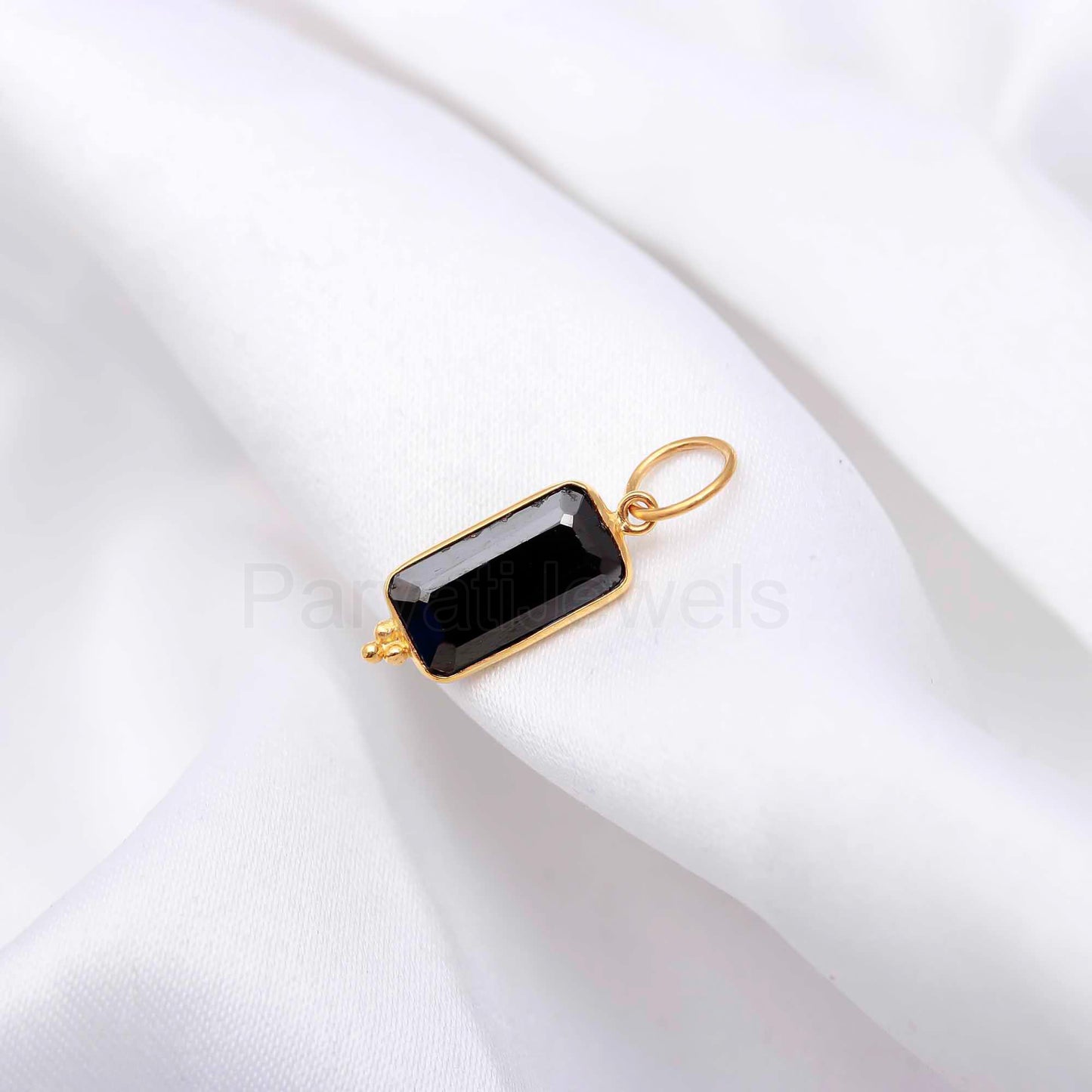 AA Black Spinal Charm, 18k Solid Gold Charm, Black Spinal Charm, Gold Charm, Charm Pendant, Gold Necklace, Handmade Gold Charm Pendant