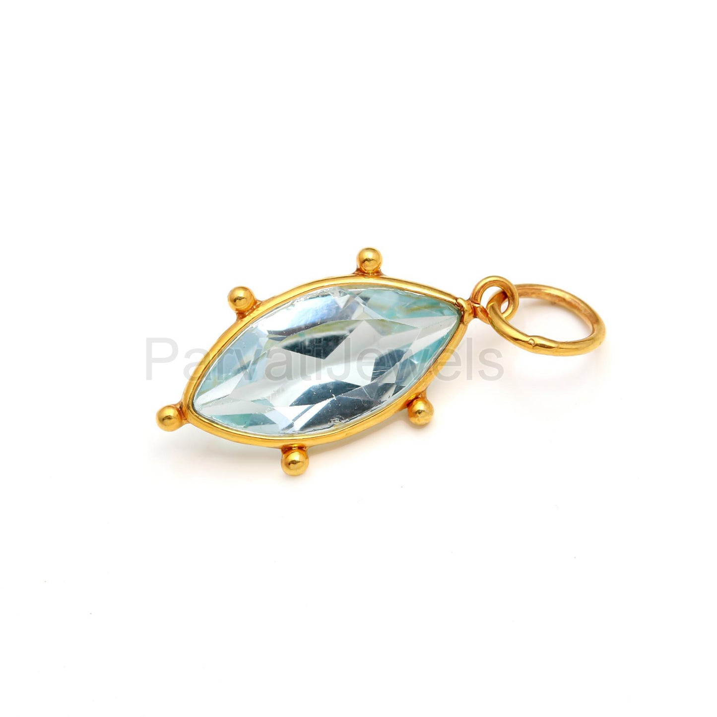 Natural Blue Topaz Charm, 18k Solid Gold Charm, Blue Topaz Charm, November Birthstone Charm, Charm Pendant, Charm Necklace, Handmade Charm,