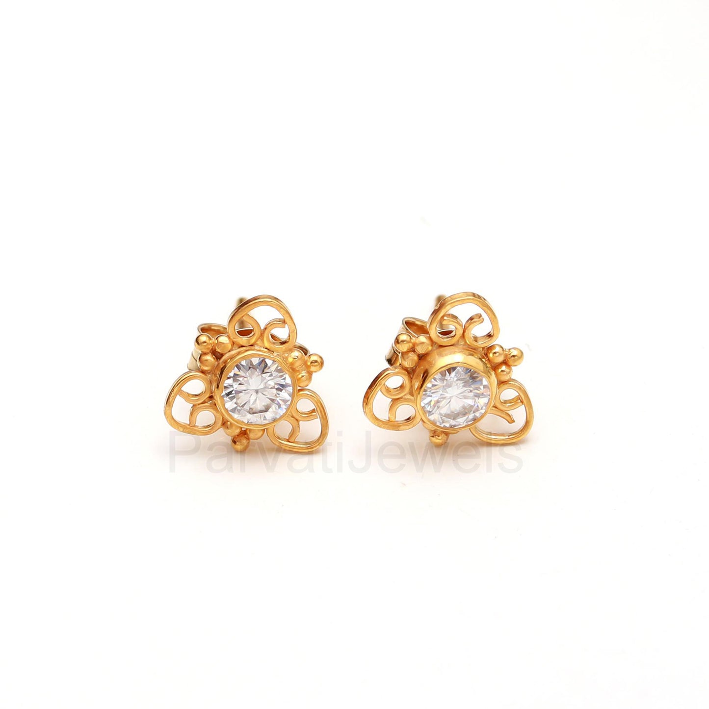 Natural Moissanite Earrings, Solid 14k Gold Stud Earrings, Gold Earring, Moissanite Stud Earrings, Handmade Gold Earrings, Partywear Earring