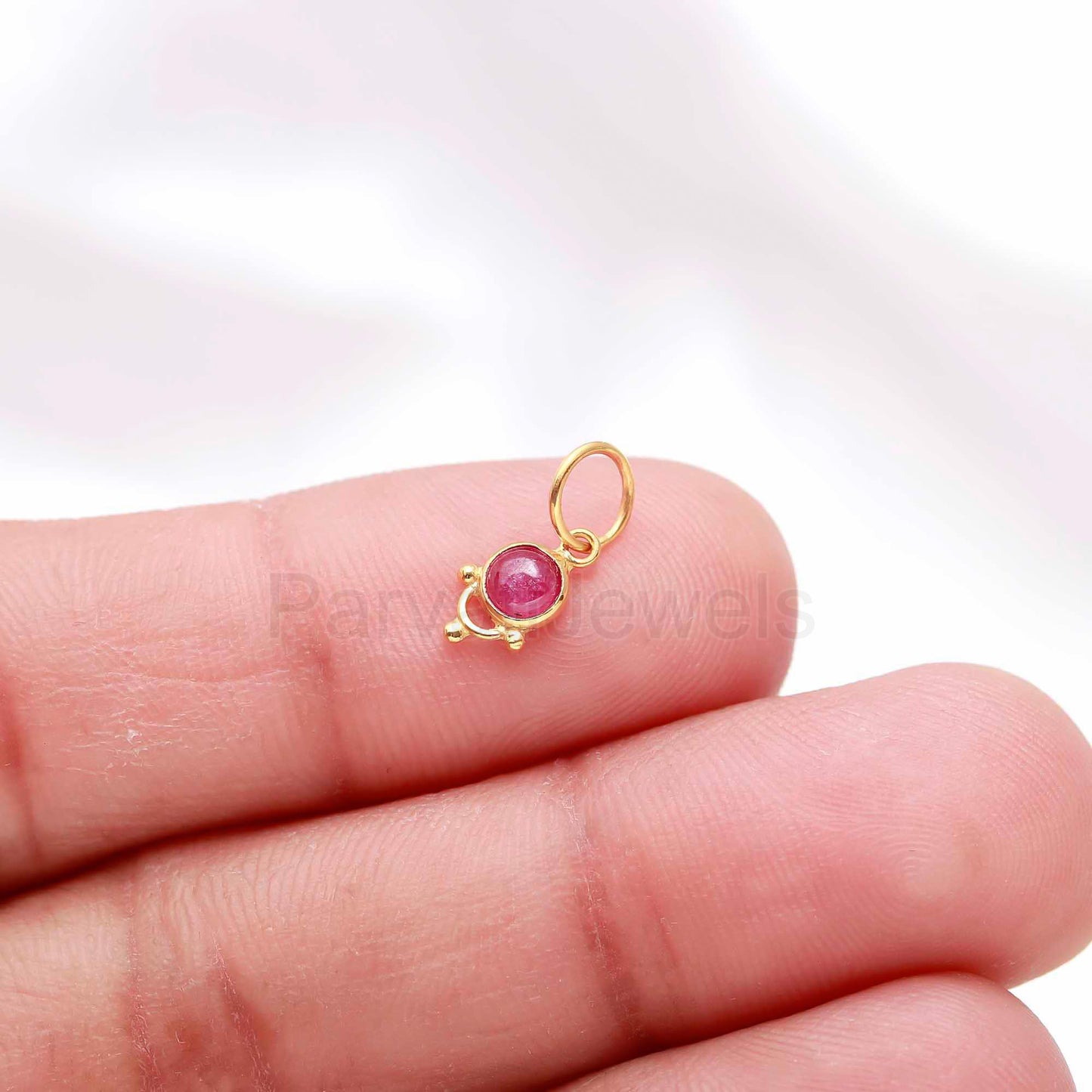 Natural Ruby Charm, 18k Solid Gold Charm, Handmade Gold Charm, July Birthstone Charm, Charm Pendant, Ruby Charm Pendant, Charms Necklace
