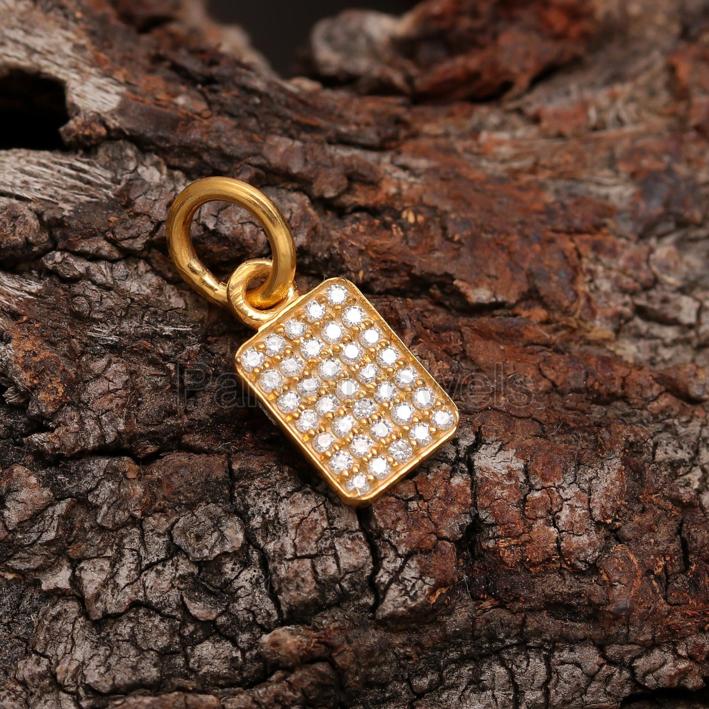 Solid 14K Gold Natural Diamond Charm, Dog Tag Gold Charm, Diamond Gold Charm, Handmade Charm Pendant, Gold Charm Pendant, Gift For Her Charm