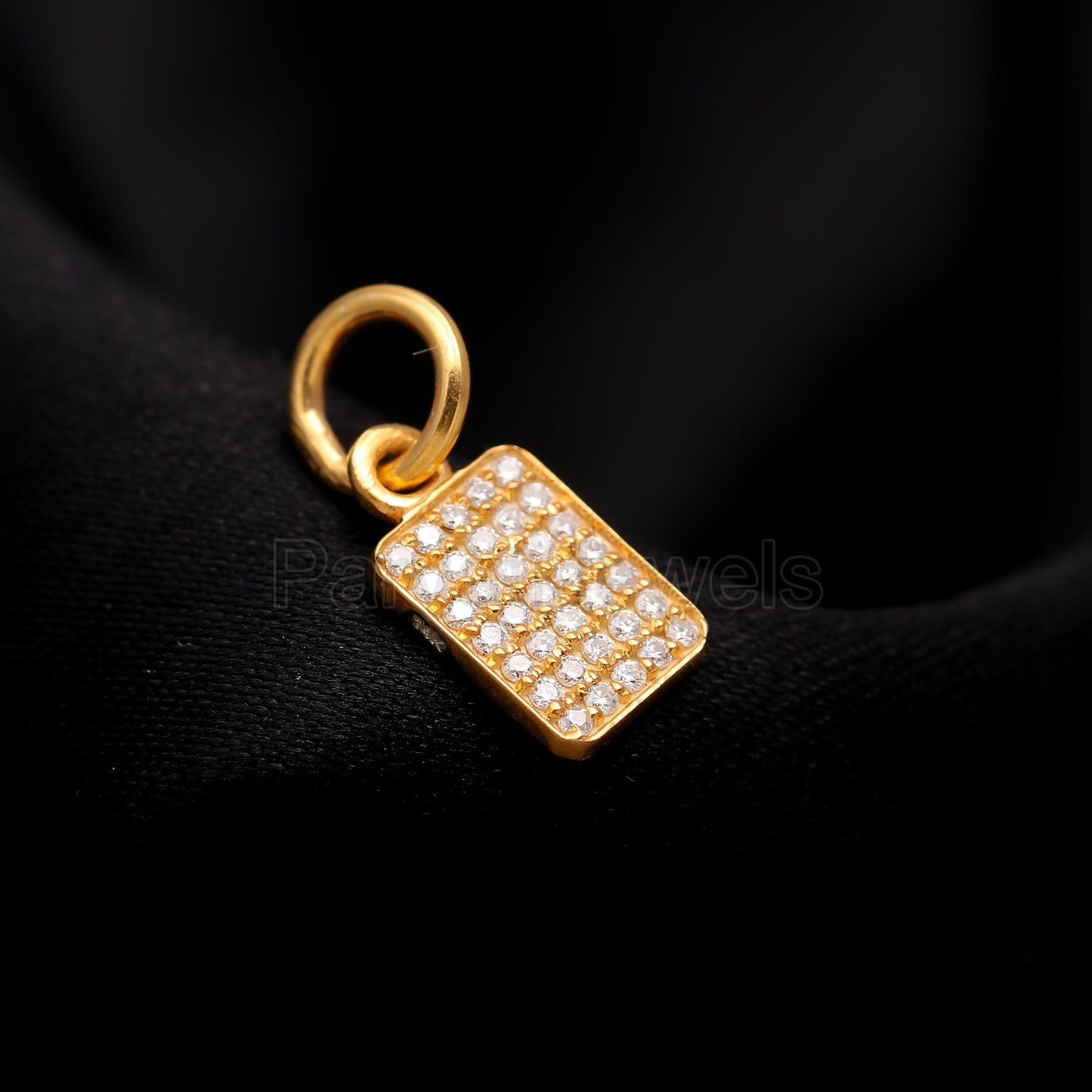 Solid 14K Gold Natural Diamond Charm, Dog Tag Gold Charm, Diamond Gold Charm, Handmade Charm Pendant, Gold Charm Pendant, Gift For Her Charm