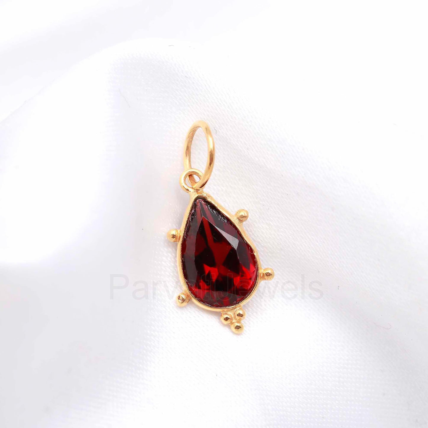 Natural Red Garnet Charm, 18k Solid Gold Charm, Garnet Charm, Gold Charm, Charm Pendant, Gold Charm Necklace, Handmade Gold Charm Pendant