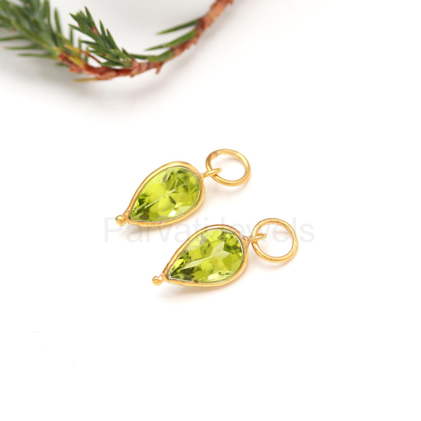 Natural Peridot Gemstone Solid 18k Gold Earrings, Gold Earrings, AA Peridot Hoop Earrings, Handmade Hoop Earrings, Partywear Gift Earrings