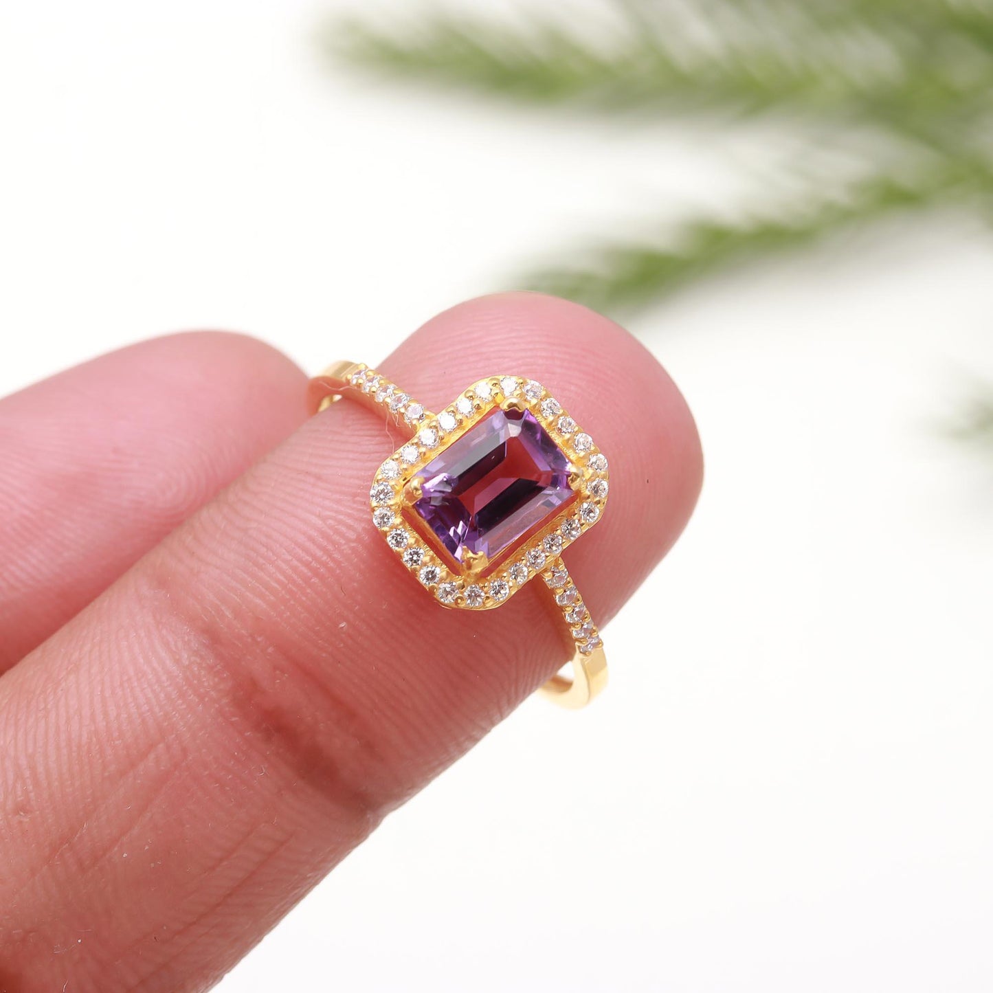 Elegant Amethyst and Diamond 14k Solid Gold Ring, Diamond Ring, Gold Jewelry, Solid Gold Ring, Handmade Ring, Gold Ring, Gift For Her, 14k