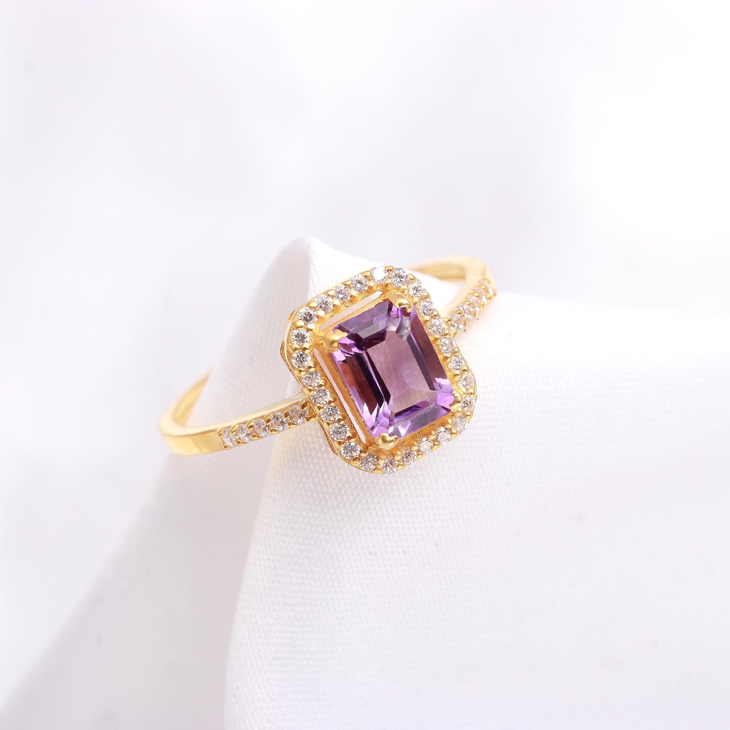 Elegant Amethyst and Diamond 14k Solid Gold Ring, Diamond Ring, Gold Jewelry, Solid Gold Ring, Handmade Ring, Gold Ring, Gift For Her, 14k