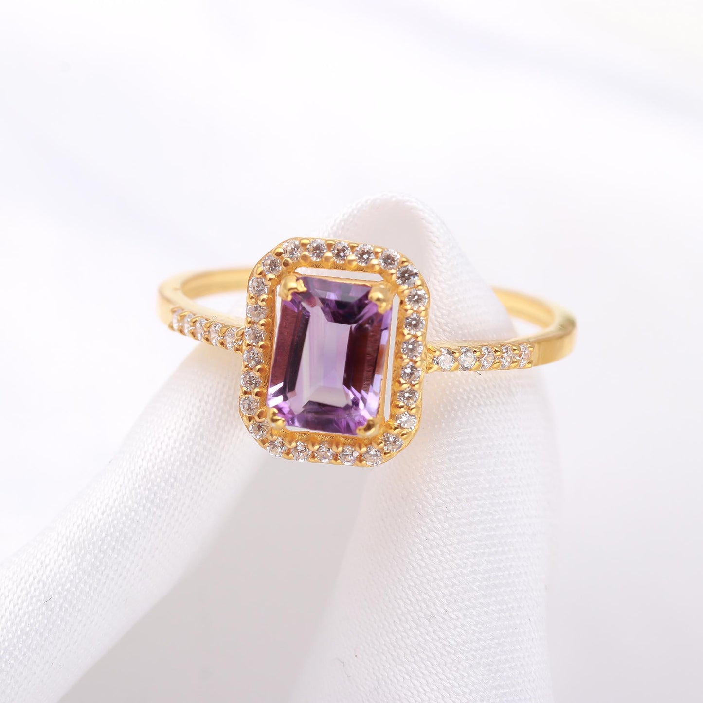 Elegant Amethyst and Diamond 14k Solid Gold Ring, Diamond Ring, Gold Jewelry, Solid Gold Ring, Handmade Ring, Gold Ring, Gift For Her, 14k