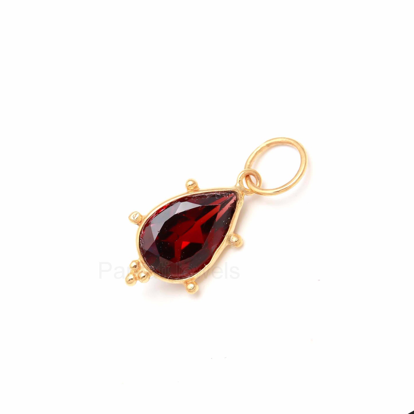 Natural Red Garnet Charm, 18k Solid Gold Charm, Garnet Charm, Gold Charm, Charm Pendant, Gold Charm Necklace, Handmade Gold Charm Pendant