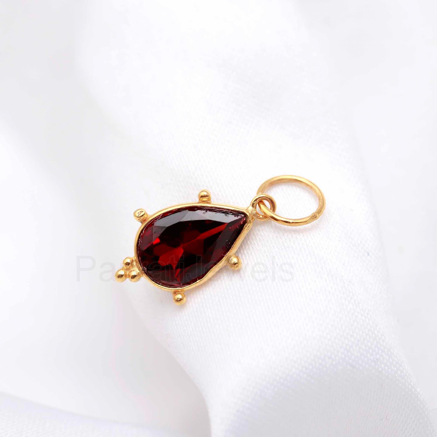 Natural Red Garnet Charm, 18k Solid Gold Charm, Garnet Charm, Gold Charm, Charm Pendant, Gold Charm Necklace, Handmade Gold Charm Pendant