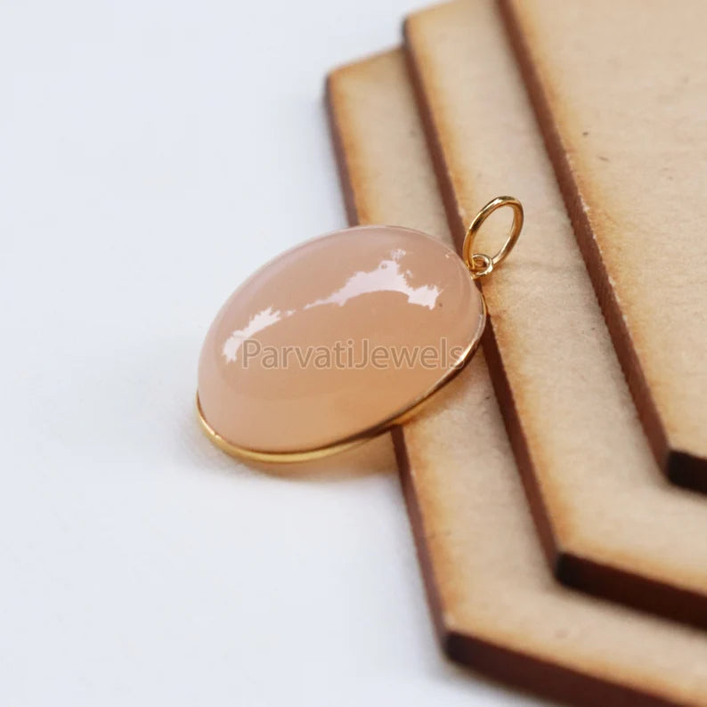 Natural Huge Moonstone Charm, 18k Solid Gold Charm, Natural Moonstone Charm, Gold Charm, Charm Necklace, Handmade Gold Charm, Natural Charm