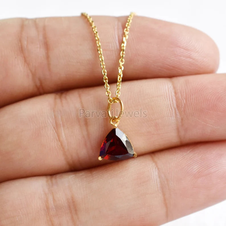 Natura Solid Gold Garnet Charm, 18k Solid Gold Charm, Prong Setting Jewelry, Gold Charm, Charm Pendant, Handmade Gold Charm, Gift for Her
