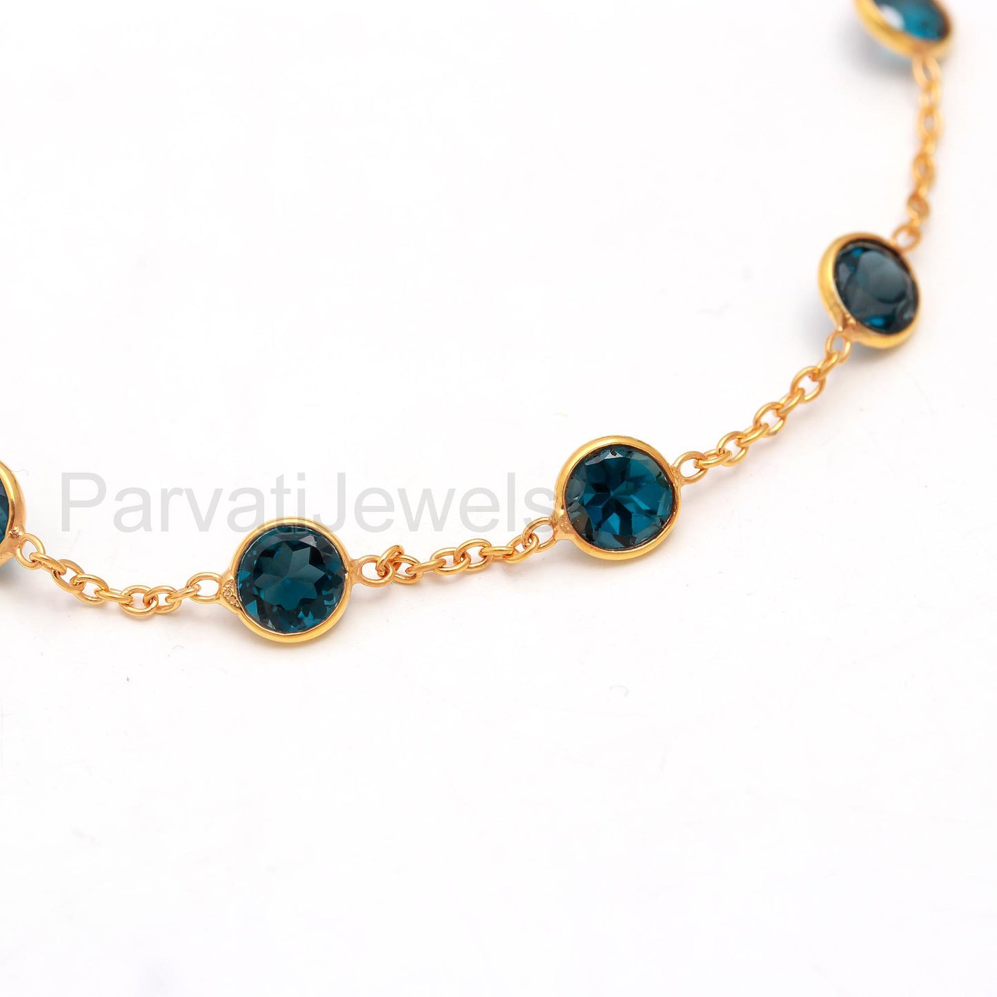 AA Natural London Blue Topaz Bracelet, 18k Solid Gold Bracelets, Gold Bracelet, Handmade Bracelets, London Blue Topaz Bracelet, Gift for her
