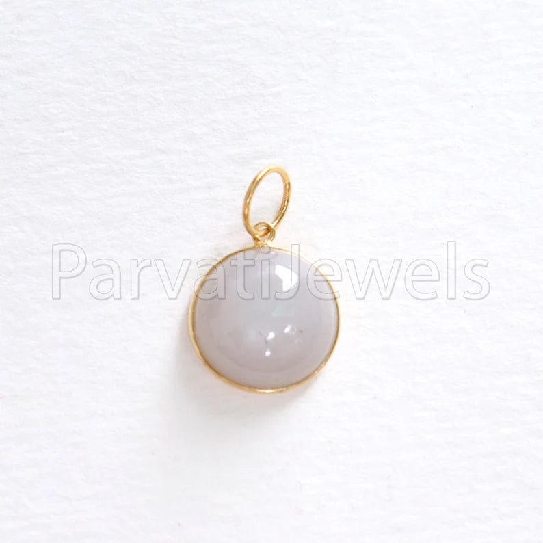 Rare Gray Moonstone Charm, 18K Solid Gold Charm, Charm Pendent, Gold Charm, Natural Gemstone Charm, Solid 18k Gold Charm, Handmade Charms