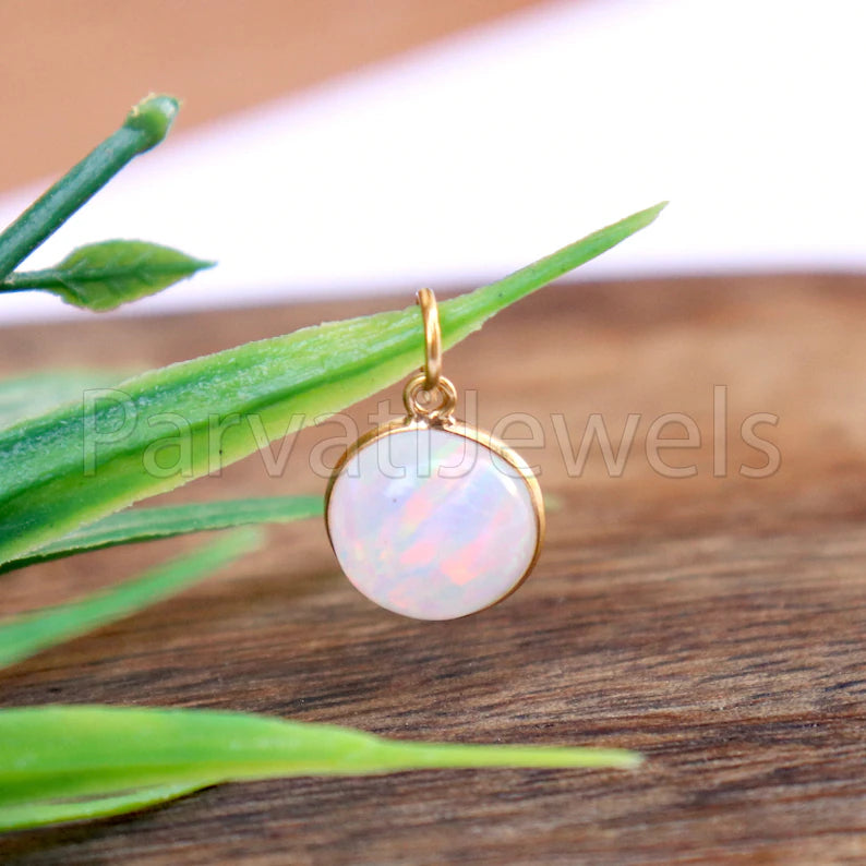 Opal Gold Charm, 18k Solid Gold Charm, Opal Gold Charm, Gold Charm, Charm Necklace, Charm Pendant, Handmade Gold Charm, Gold Opal Charm, Christmas Gift Charm, Gift For Her Charm