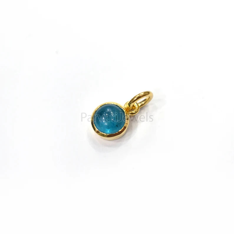 Natural Neon Apatite 18K Solid Gold Charm Pendant Jewelry, Solid Gold Charm, Apatite Gemstone Charm, Gold Charm, Handmade Gold Charm
