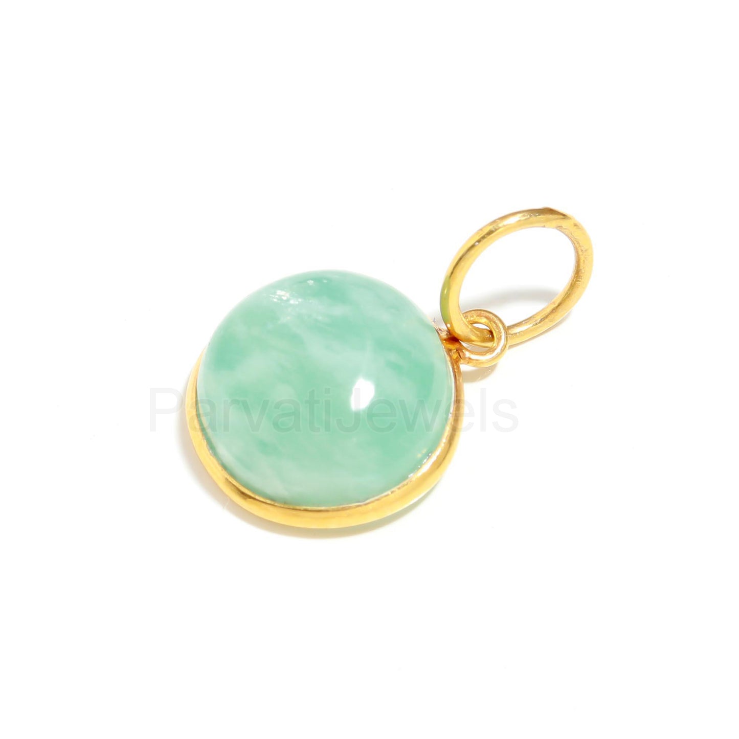 Natural Blue Larimar Round Gemstone Charm, Solid 18k Gold Charm, Charm Pendant, Minimalist Gold Charm, Handmade Gold Charm, Gift For Mom