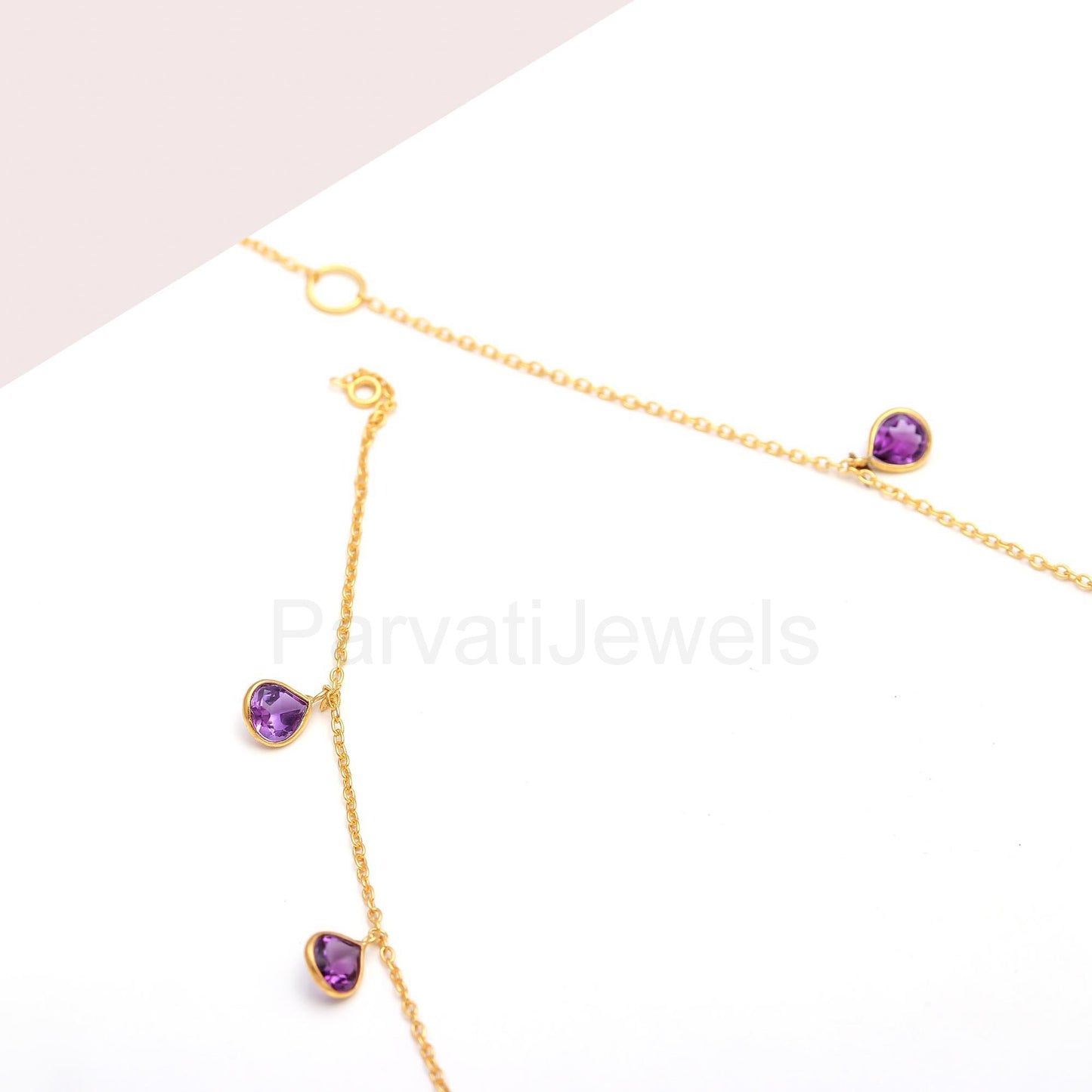Natural Amethyst Necklace, 14k Solid Gold Necklace, Amethyst Heart Gold Necklace, Gold Necklace, Partywear Necklace, Women Gold Necklace
