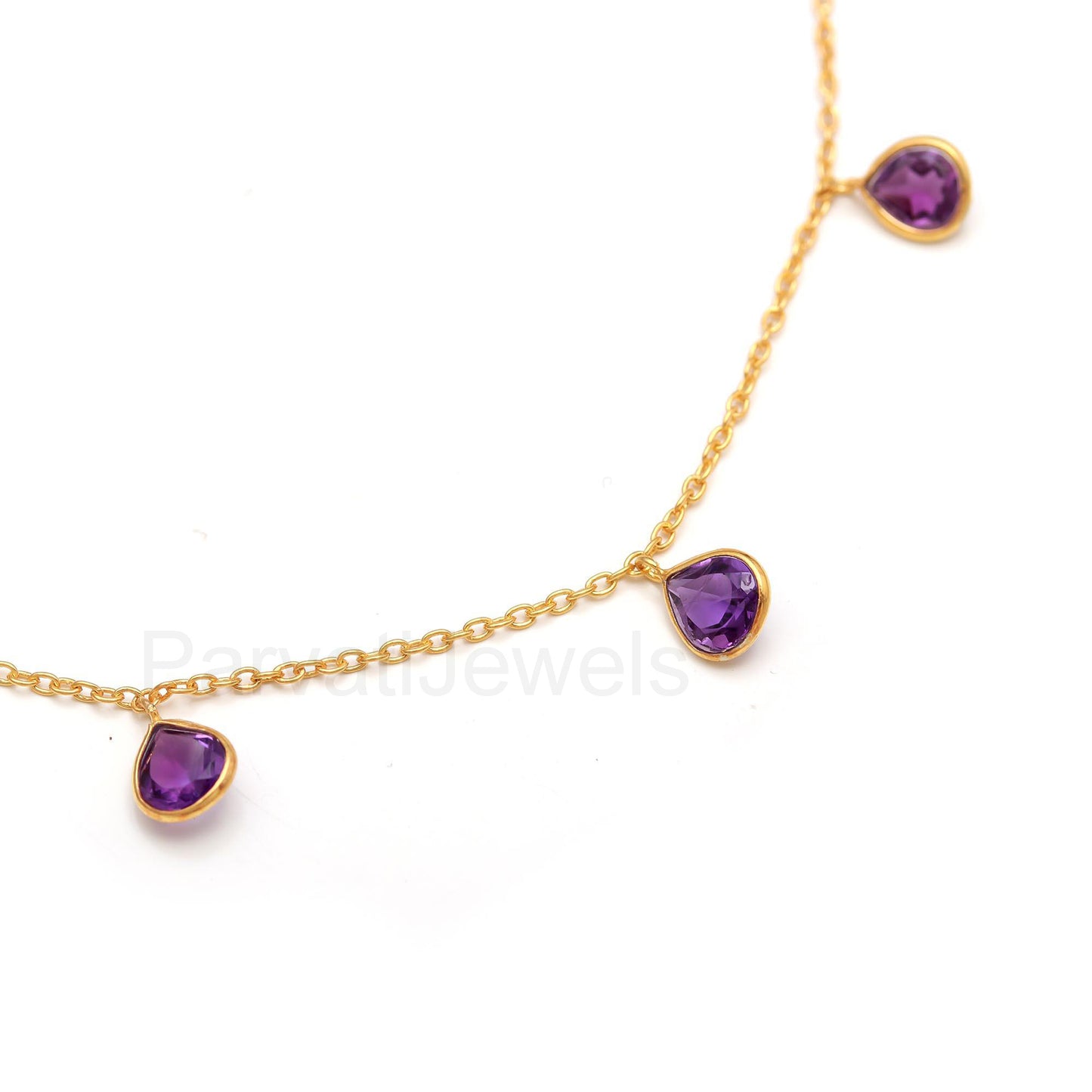 Natural Amethyst Necklace, 14k Solid Gold Necklace, Amethyst Heart Gold Necklace, Gold Necklace, Partywear Necklace, Women Gold Necklace