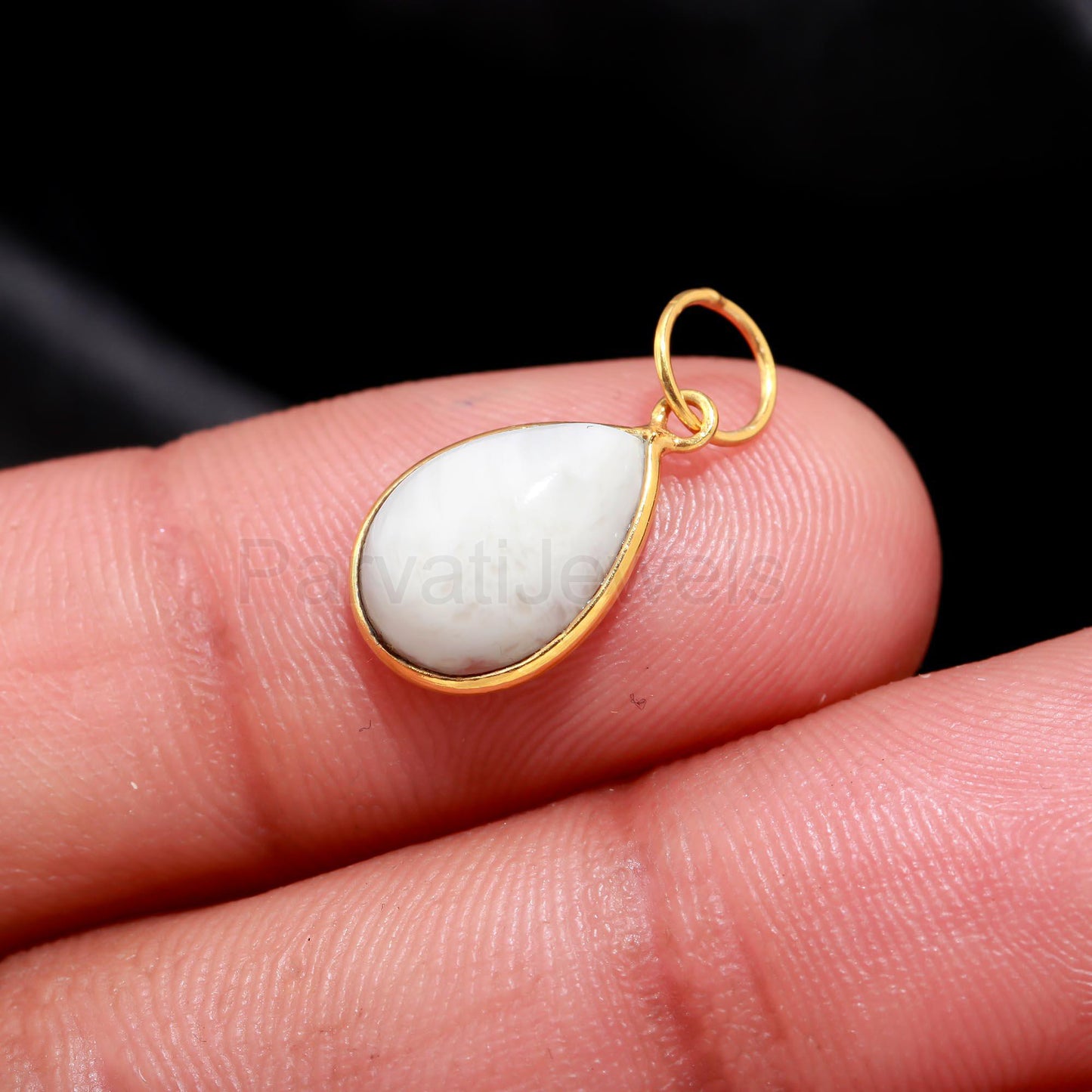 Natural Malachite Charm, 18k Solid Gold Charm, Gold Charm, Charm Pendant, White Malachite Charm, Handmade Charm Pendant, Size 7x10 mm Charms