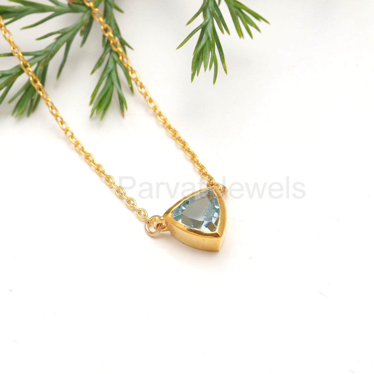 Natural Blue Topaz Necklace, 18k Solid Gold Necklace, Topaz Necklace, Handmade Gold Necklace, December Birthstone Necklace, Gold Necklace