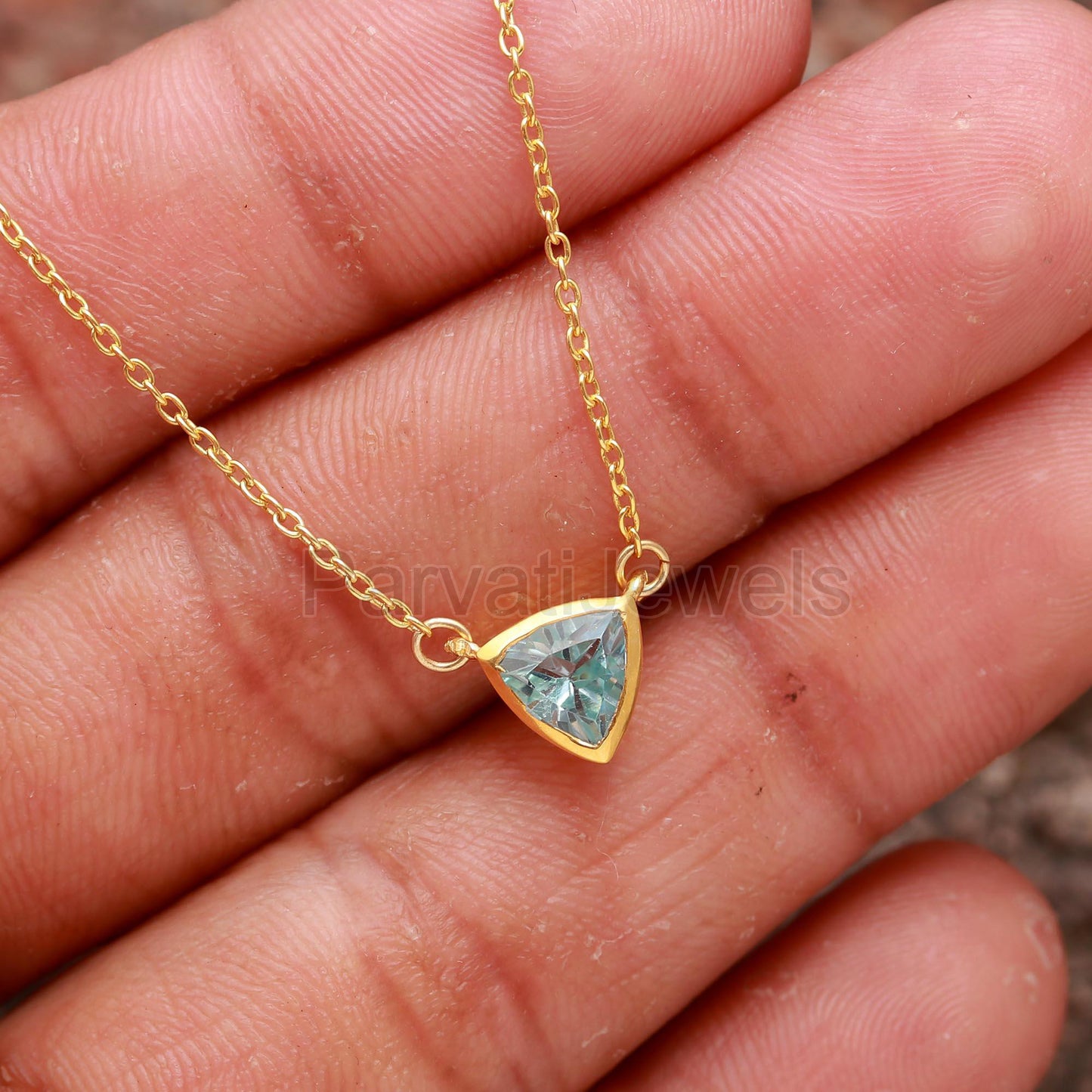 Natural Blue Topaz Necklace, 18k Solid Gold Necklace, Topaz Necklace, Handmade Gold Necklace, December Birthstone Necklace, Gold Necklace