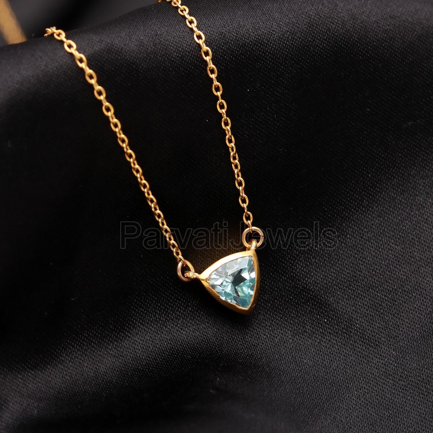 Natural Blue Topaz Necklace, 18k Solid Gold Necklace, Topaz Necklace, Handmade Gold Necklace, December Birthstone Necklace, Gold Necklace