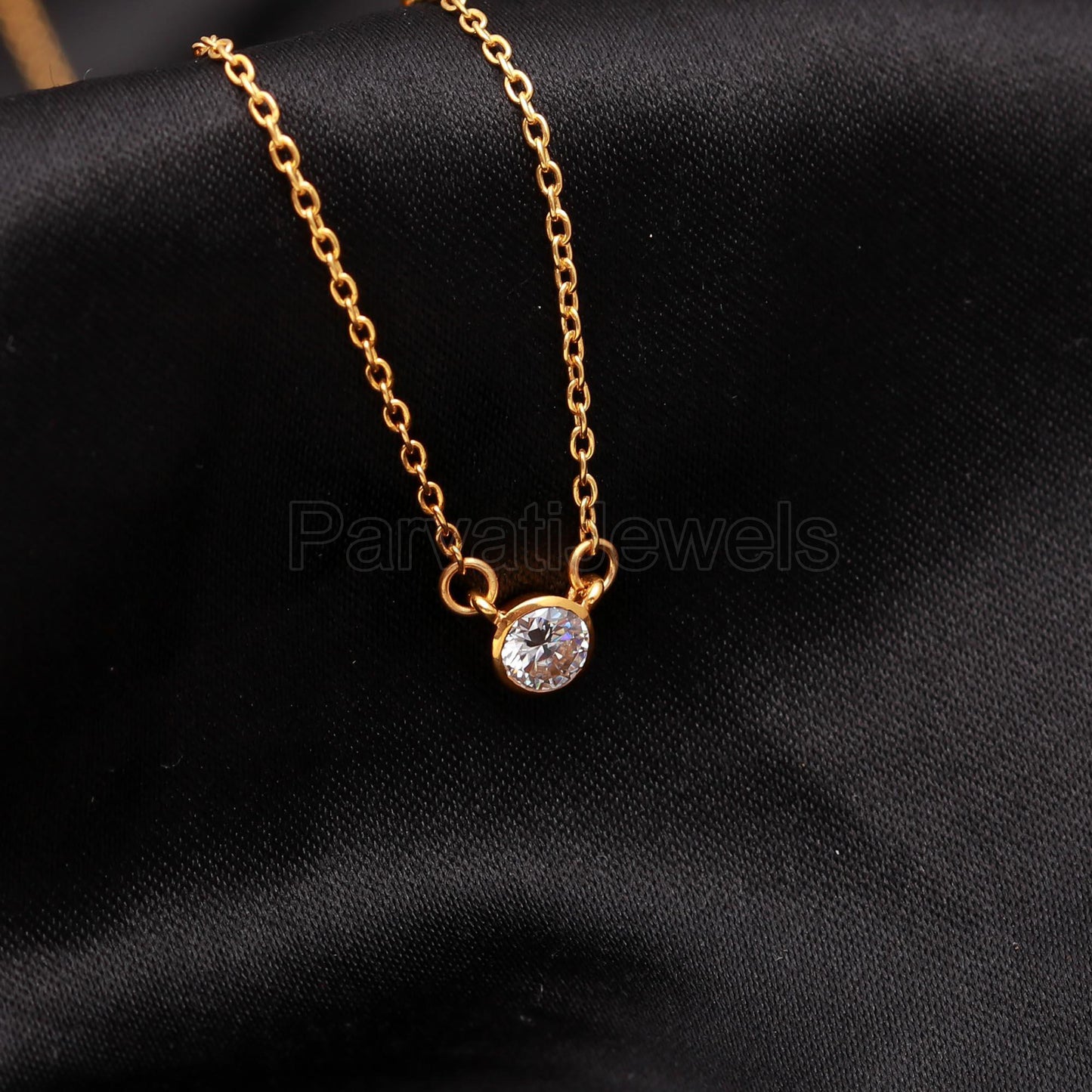 Natural Moissanite Necklace, 18k Solid Gold Necklace, Moissanite Necklace, Handmade Gold Necklace, April Birthstone Necklace, Gold Necklace