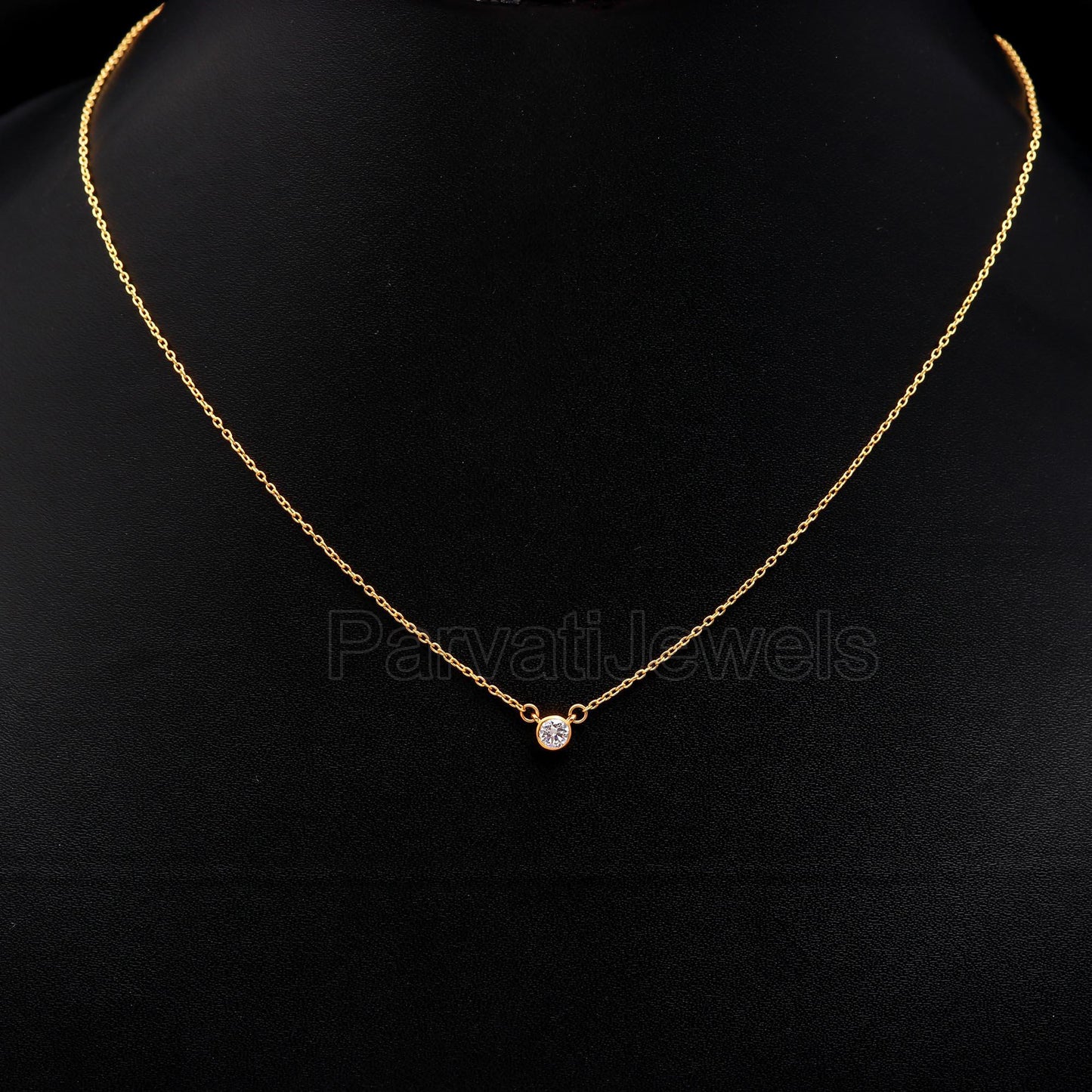 Natural Moissanite Necklace, 18k Solid Gold Necklace, Moissanite Necklace, Handmade Gold Necklace, April Birthstone Necklace, Gold Necklace