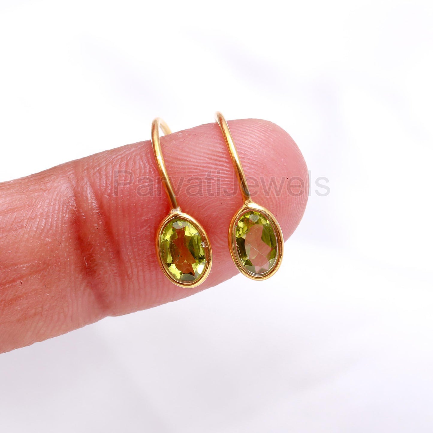 Natural Peridot Hoop Earring, Solid 18k Gold Earrings, Green Peridot Earring, August Birthstone Hoop Earring, Partywear Gold Hoop Earring,