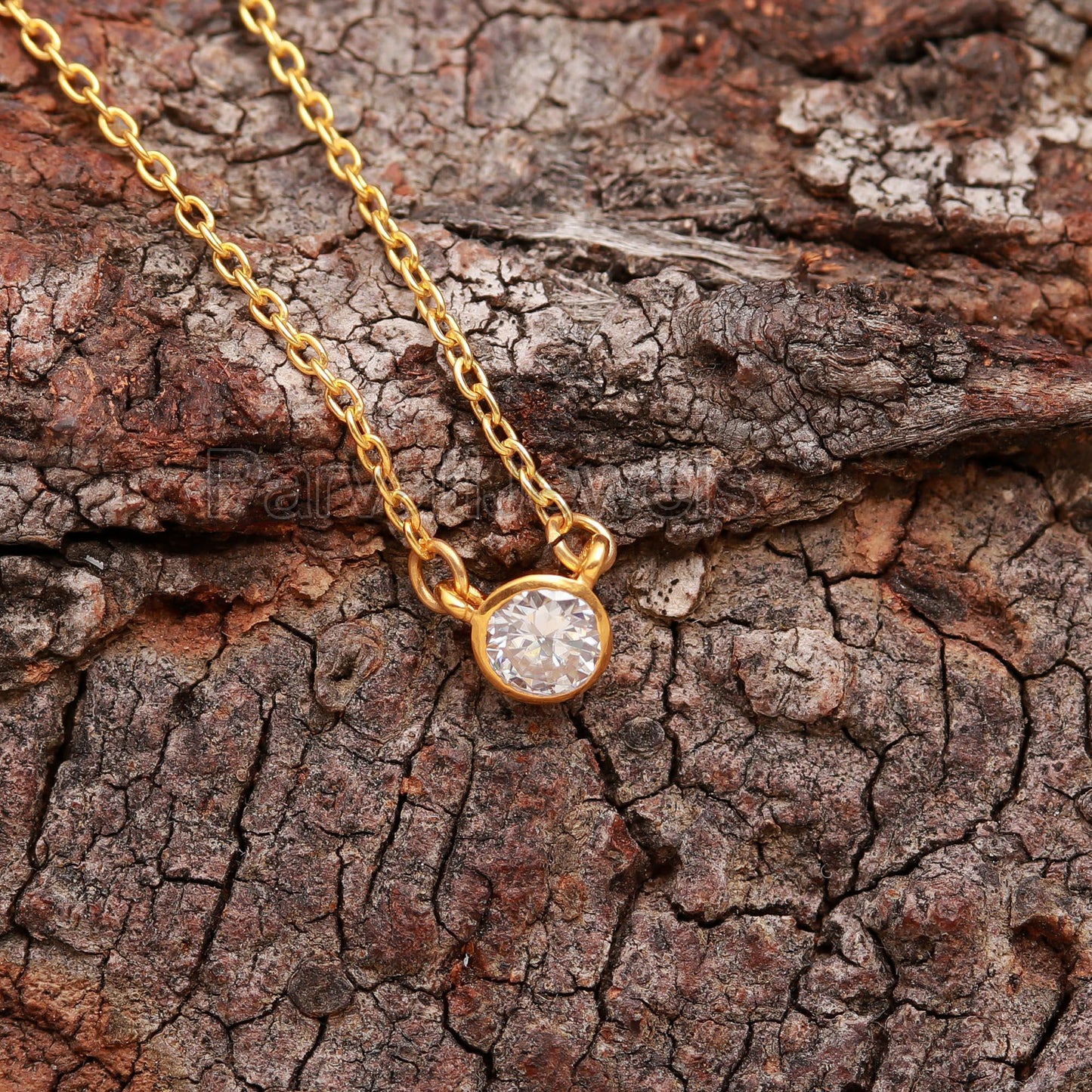 Natural Moissanite Necklace, 18k Solid Gold Necklace, Moissanite Necklace, Handmade Gold Necklace, April Birthstone Necklace, Gold Necklace