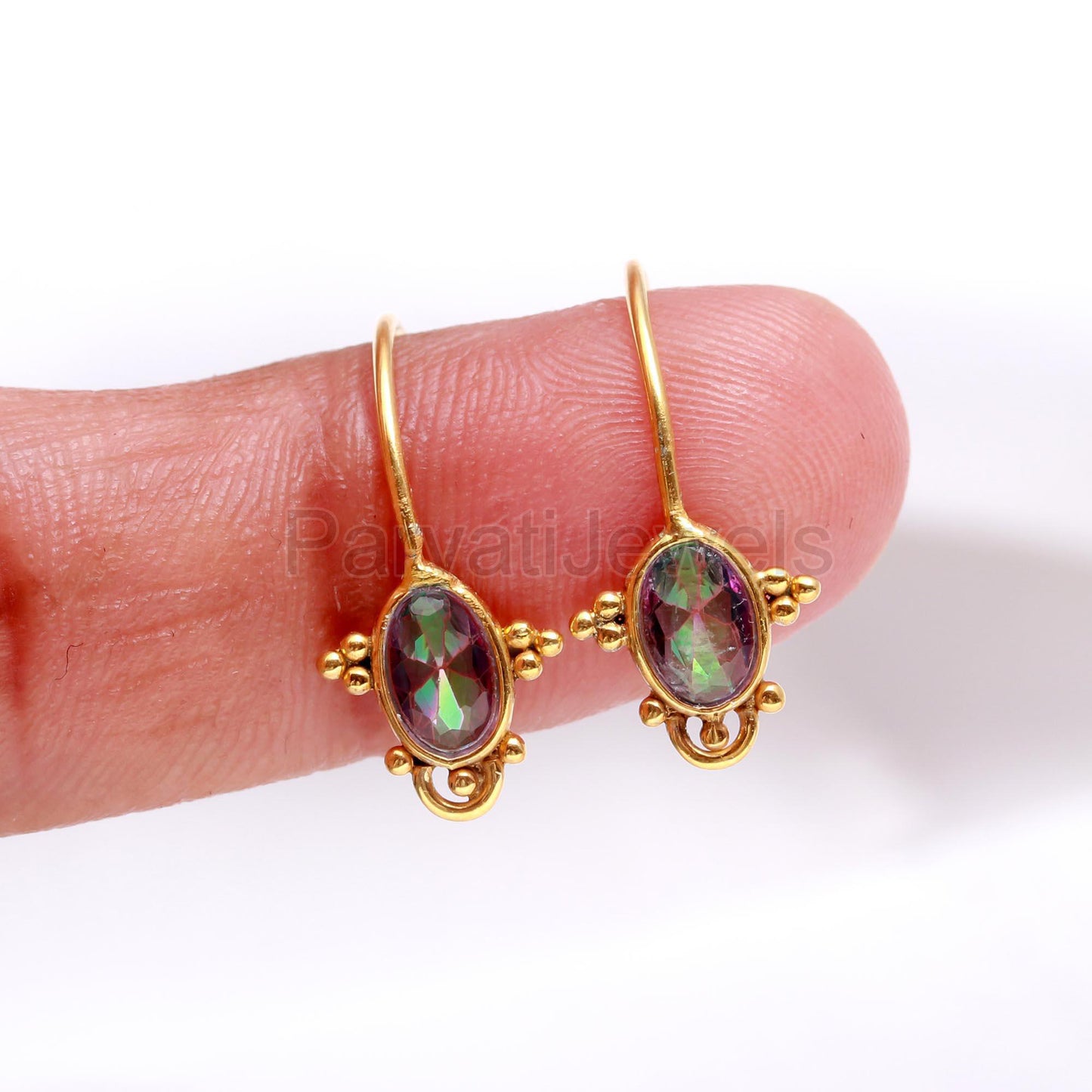AA Natural Mystic Topaz Hoop Earring, Solid 18k Gold Earrings, Mystic Topaz Earring, Birthstone Earrings, Gold Hoop Earring, Christmas Gift