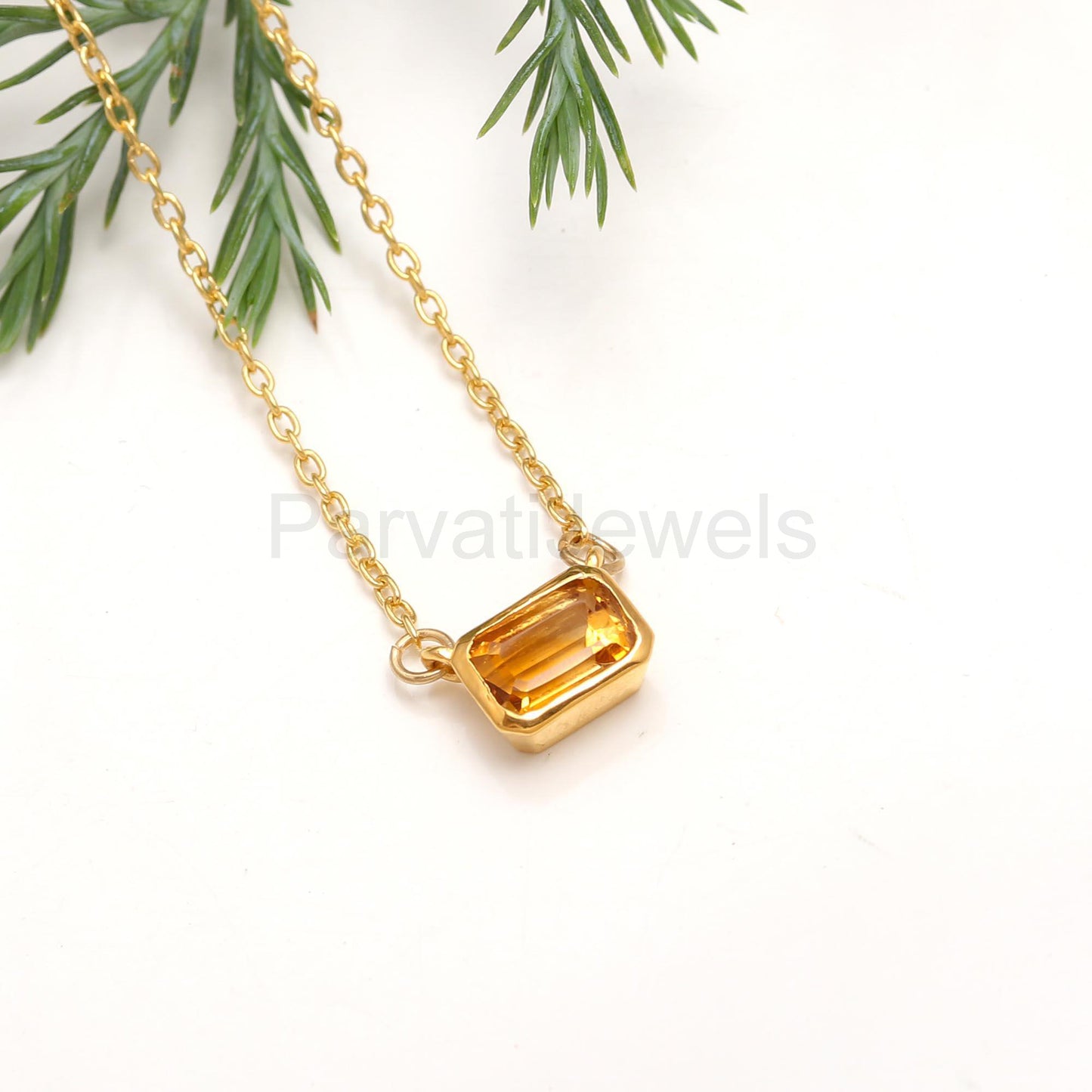 Natural Yellow Citrine 18k Solid Gold Charm, Citrine Pendant Necklace, Handmade Gold Necklace, Gold Necklace, November Birthstone Necklace