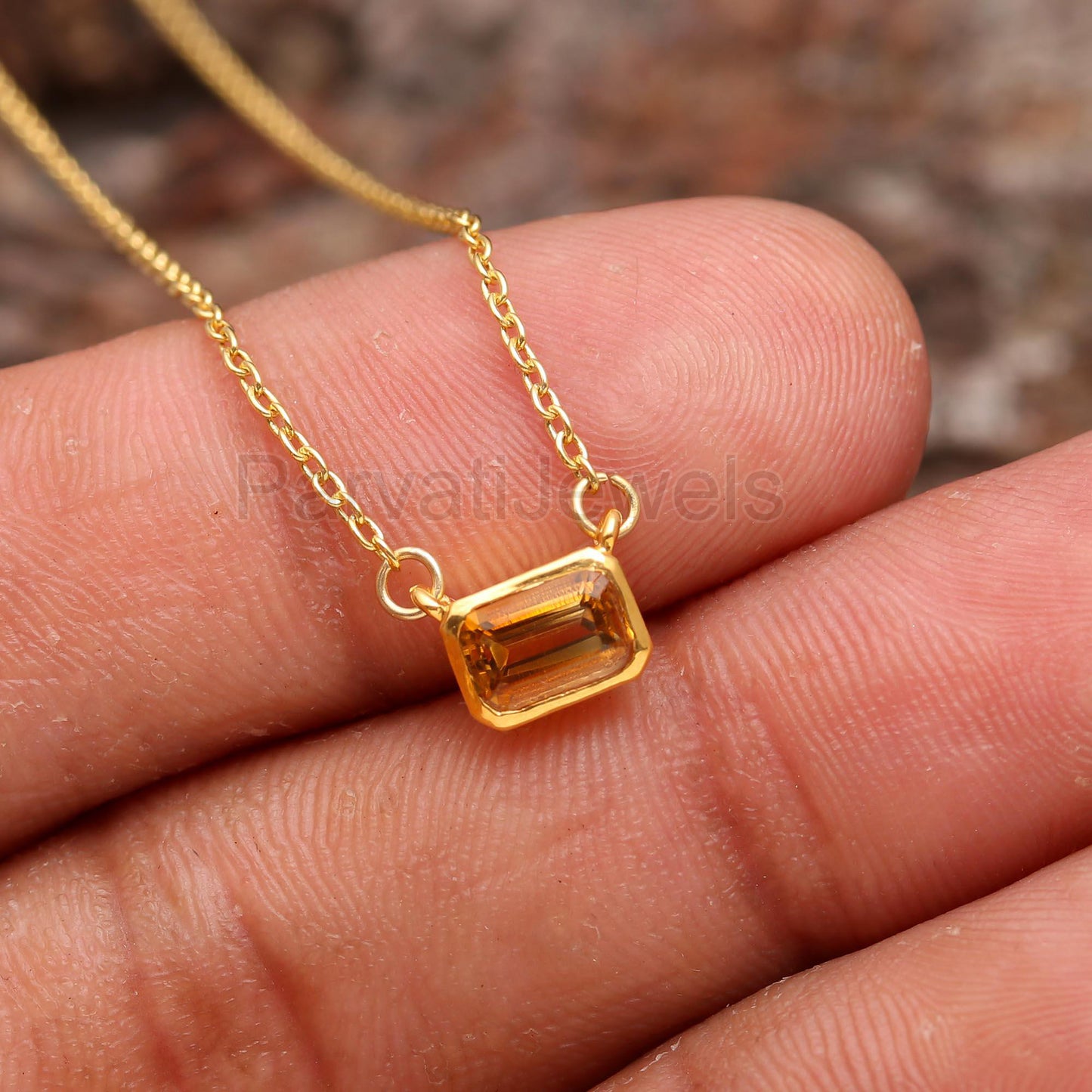 Natural Yellow Citrine 18k Solid Gold Charm, Citrine Pendant Necklace, Handmade Gold Necklace, Gold Necklace, November Birthstone Necklace