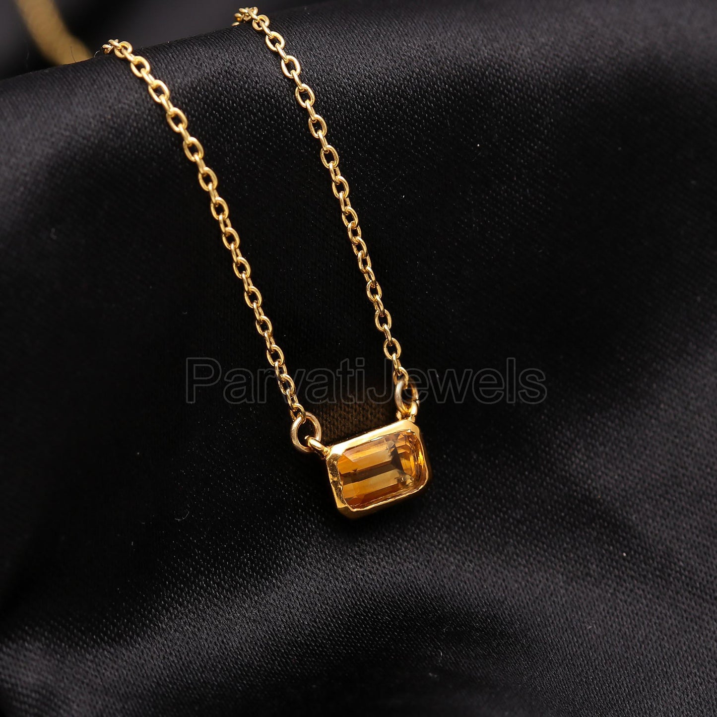 Natural Yellow Citrine 18k Solid Gold Charm, Citrine Pendant Necklace, Handmade Gold Necklace, Gold Necklace, November Birthstone Necklace