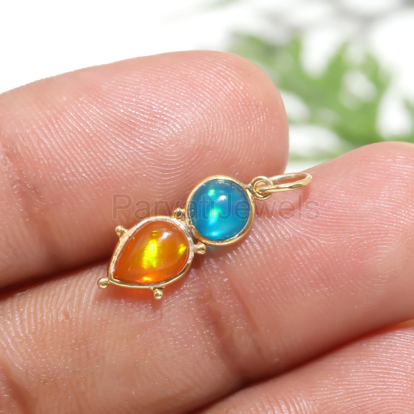 Natural Ethiopian Opal Charm, 18k Solid Gold Charm, Opal Charm, Gold Charm, Opal Pendant, Charm Pendant, Handmade Gold Charm, Gold Charms