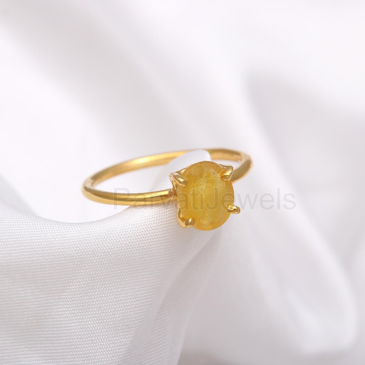 AA Yellow Sapphire Eternity Ring, Solid 18k Gold Sapphire Ring, Handmade Ring, November Birthstone Ring, Genuine Sapphire Ring, Gift For Her