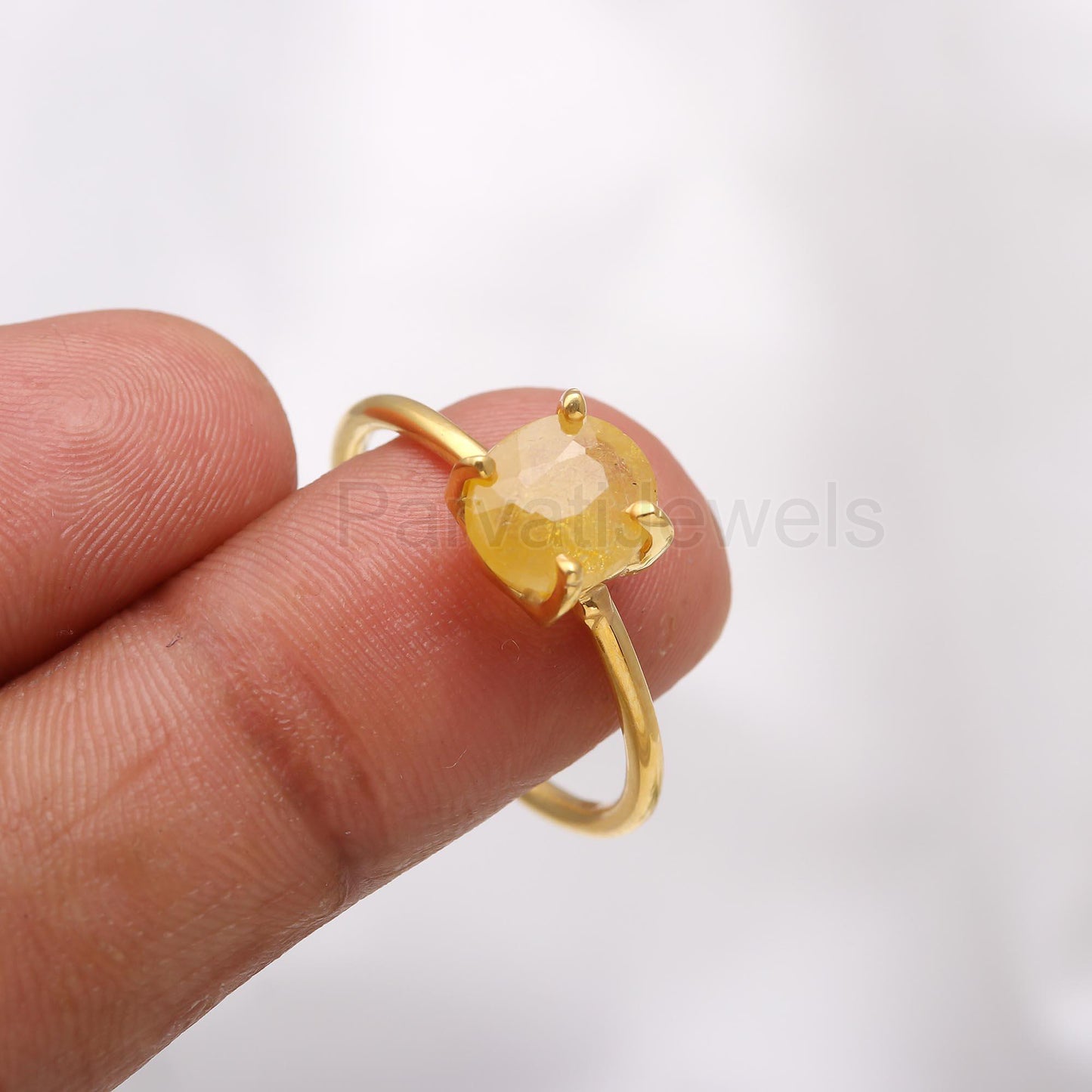 AA Yellow Sapphire Eternity Ring, Solid 18k Gold Sapphire Ring, Handmade Ring, November Birthstone Ring, Genuine Sapphire Ring, Gift For Her
