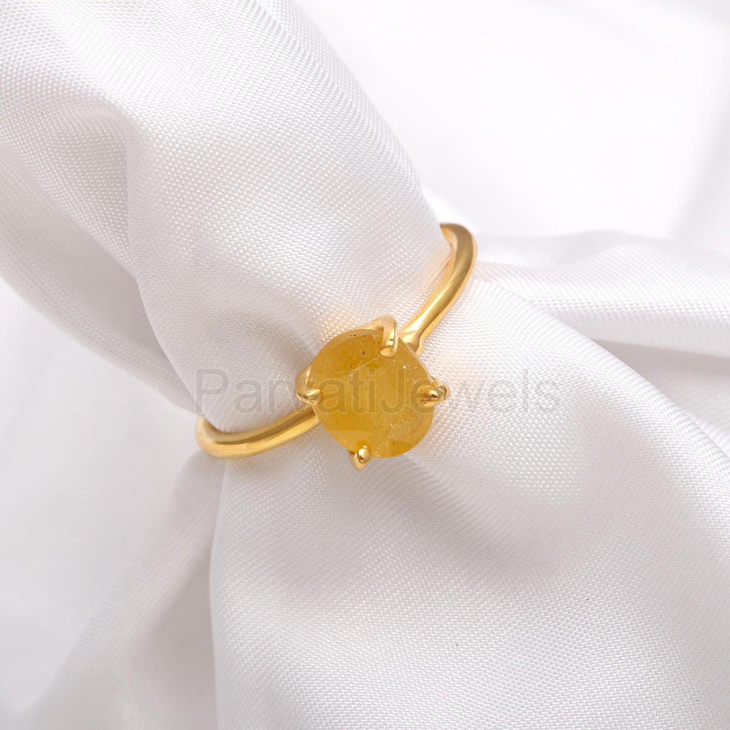 AA Yellow Sapphire Eternity Ring, Solid 18k Gold Sapphire Ring, Handmade Ring, November Birthstone Ring, Genuine Sapphire Ring, Gift For Her
