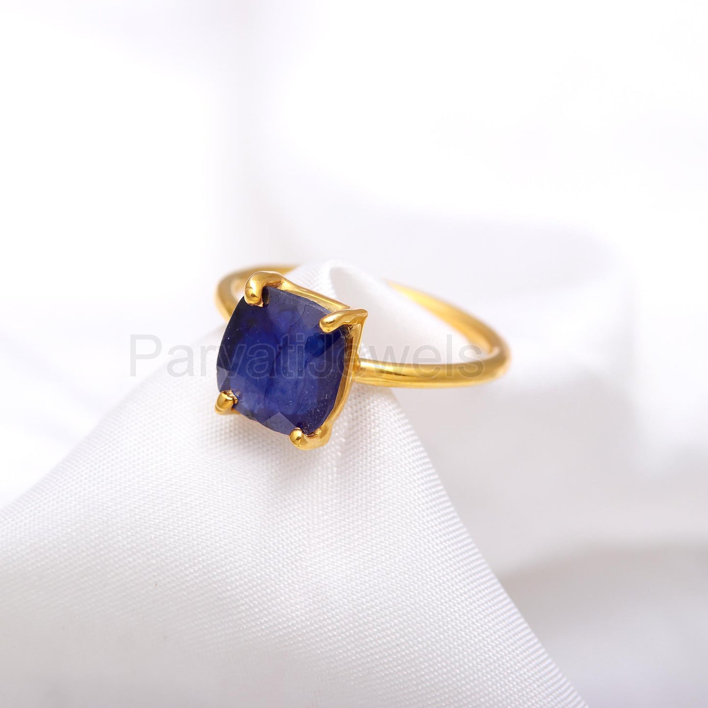 AA Blue Sapphire Eternity Ring, Solid 18k Gold Sapphire Ring, Handmade Ring, September Birthstone Ring, Genuine Sapphire Ring, Gift For Her