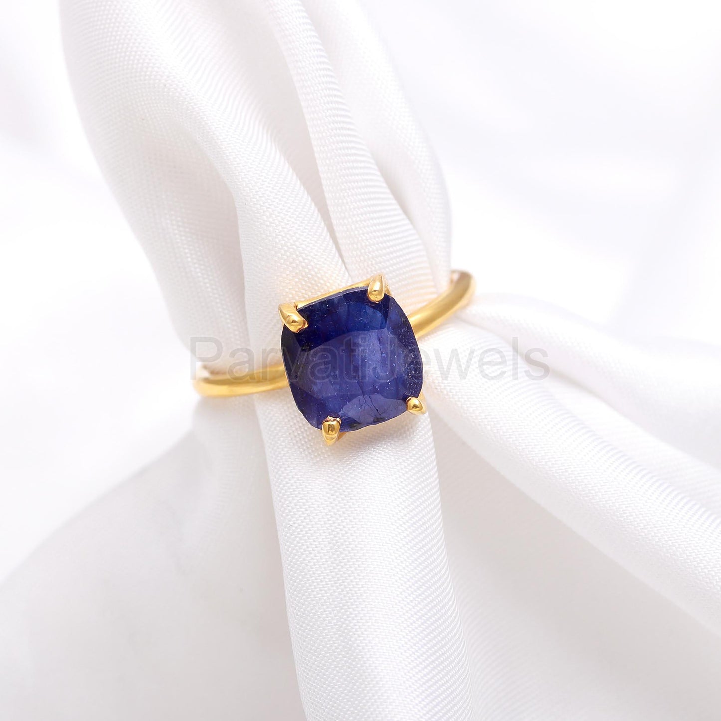 AA Blue Sapphire Eternity Ring, Solid 18k Gold Sapphire Ring, Handmade Ring, September Birthstone Ring, Genuine Sapphire Ring, Gift For Her