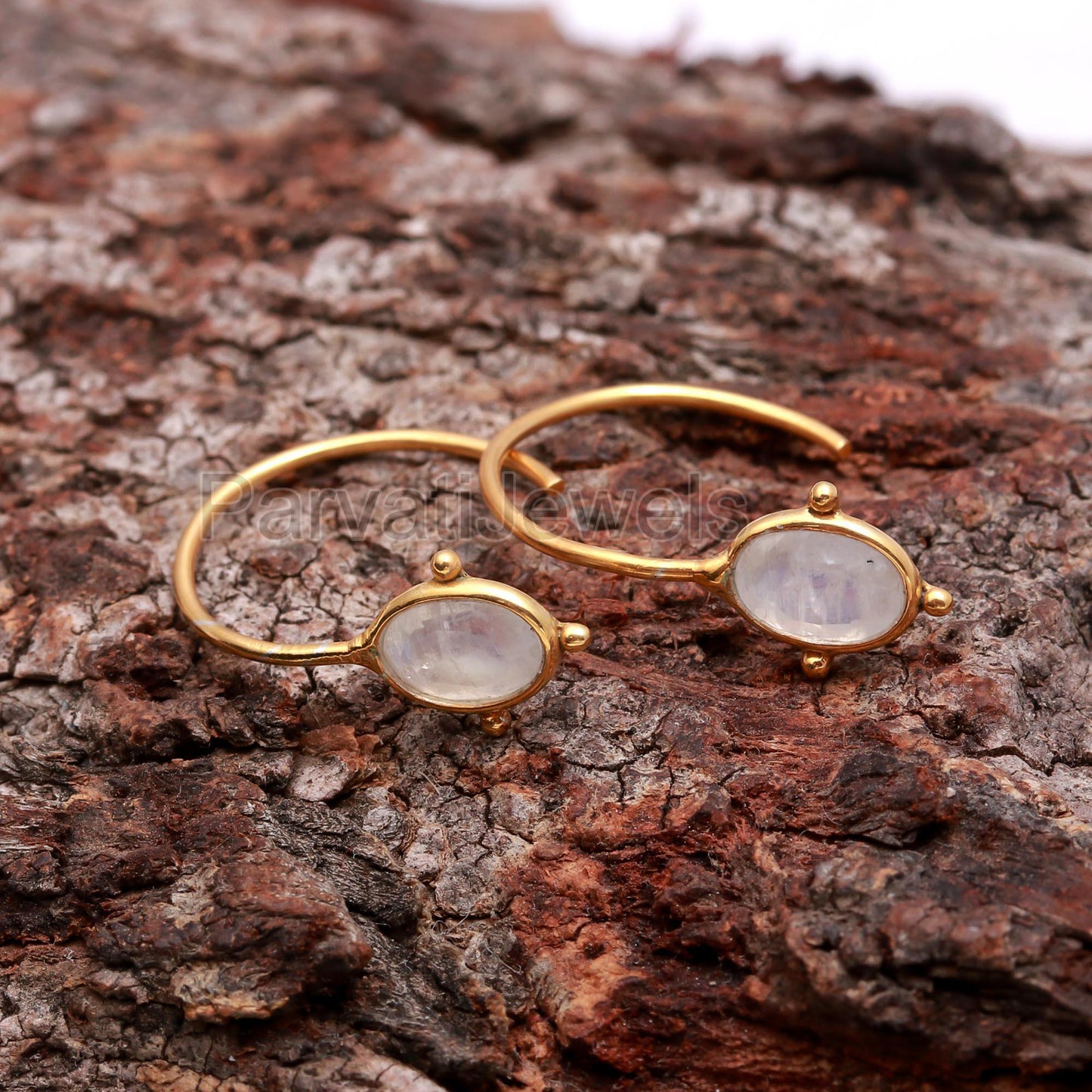 AA Natural Rainbow Moonstone Hoop Earring, Solid 18k Gold Earrings, Blue Moonstone Hoop Earring, Birthstone Earring, Gold Hoop Earrings,