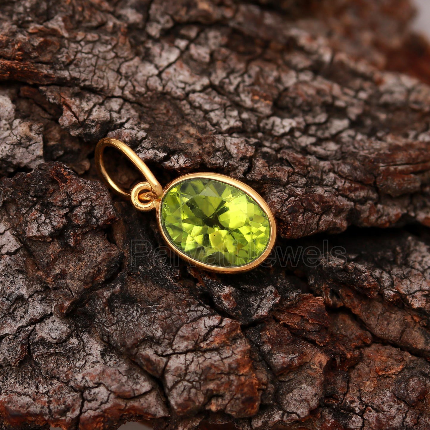 Natural Peridot Cut Charm, 18k Solid Gold Charm, AA Peridot Oval Charm Pendant, Gold Charm, Charm Pendant, Handmade Gold Charm, Gift For Her