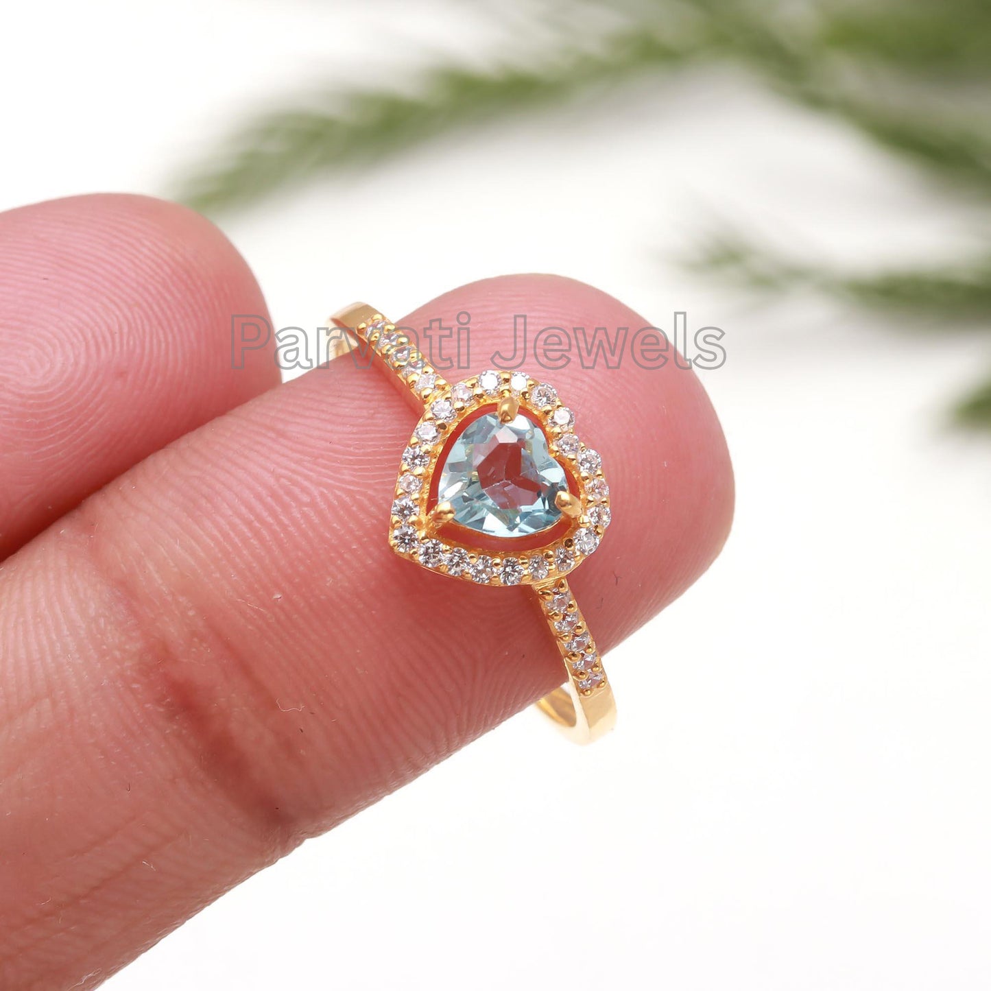 AA Natural Blue Topaz and Diamond Gold Ring, 14K Solid Gold Ring, Diamond Ring, Handmade Ring December Birthstone, Gift for her