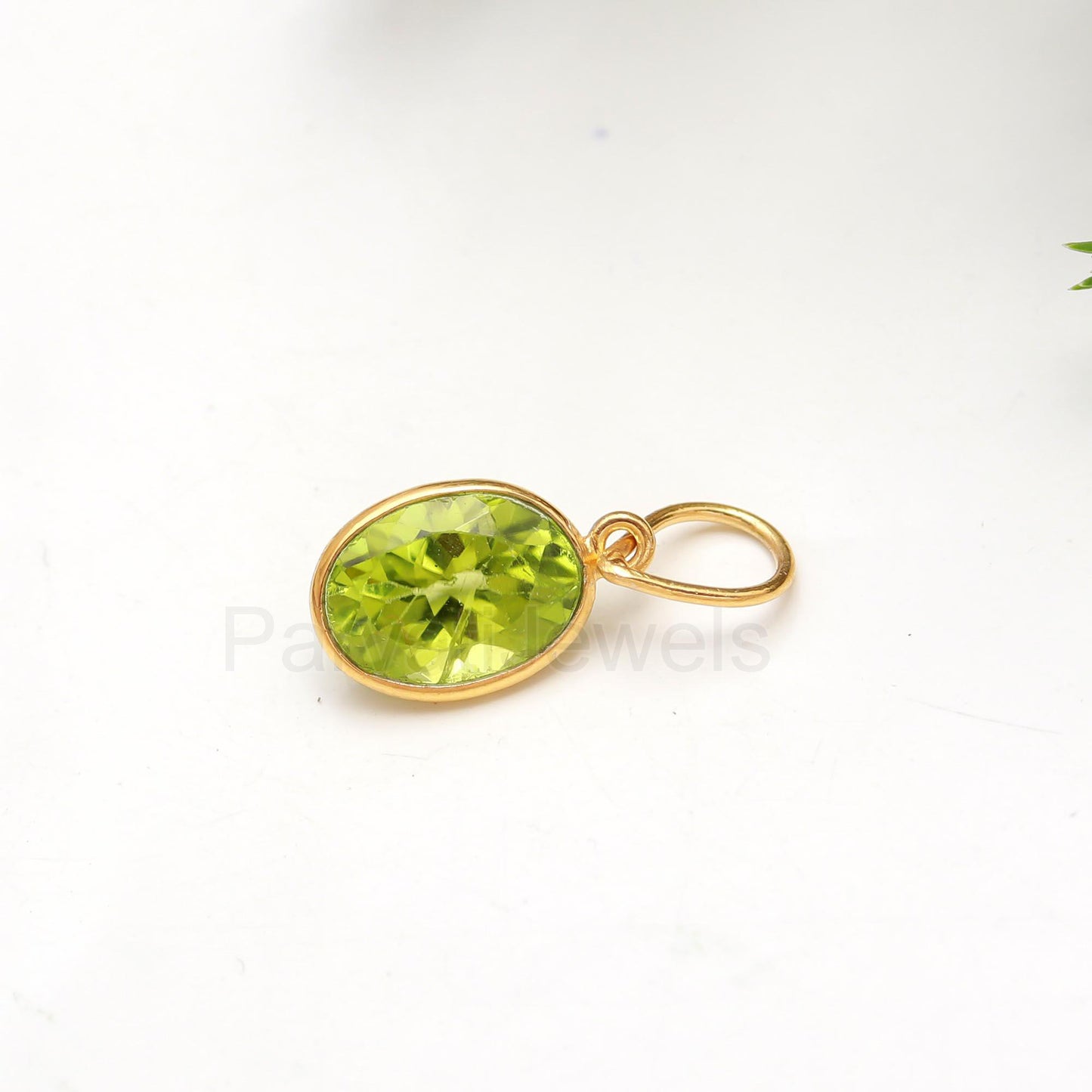 Natural Peridot Cut Charm, 18k Solid Gold Charm, AA Peridot Oval Charm Pendant, Gold Charm, Charm Pendant, Handmade Gold Charm, Gift For Her